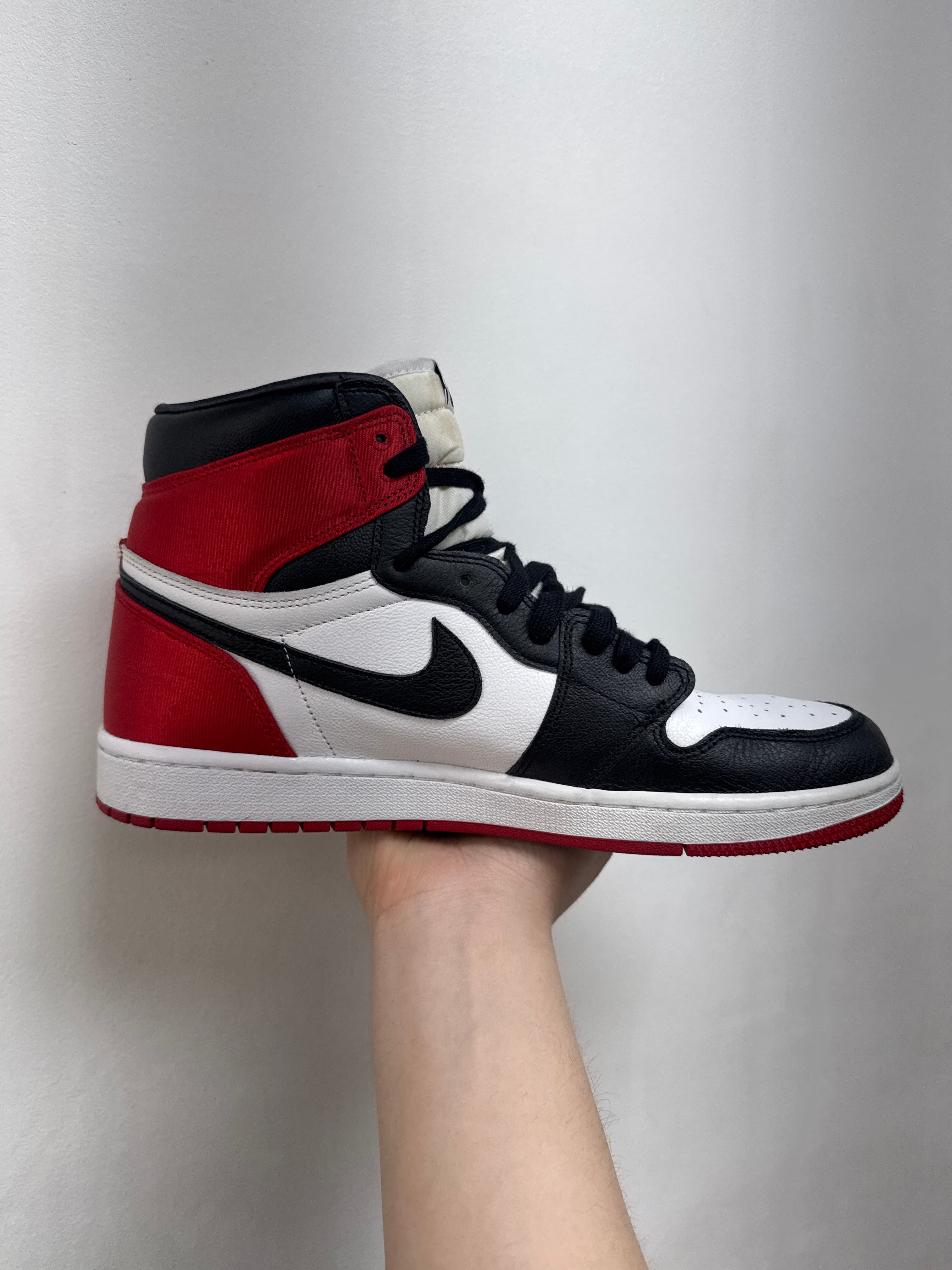 Jordan 1 Satin Black Toe Sneakers