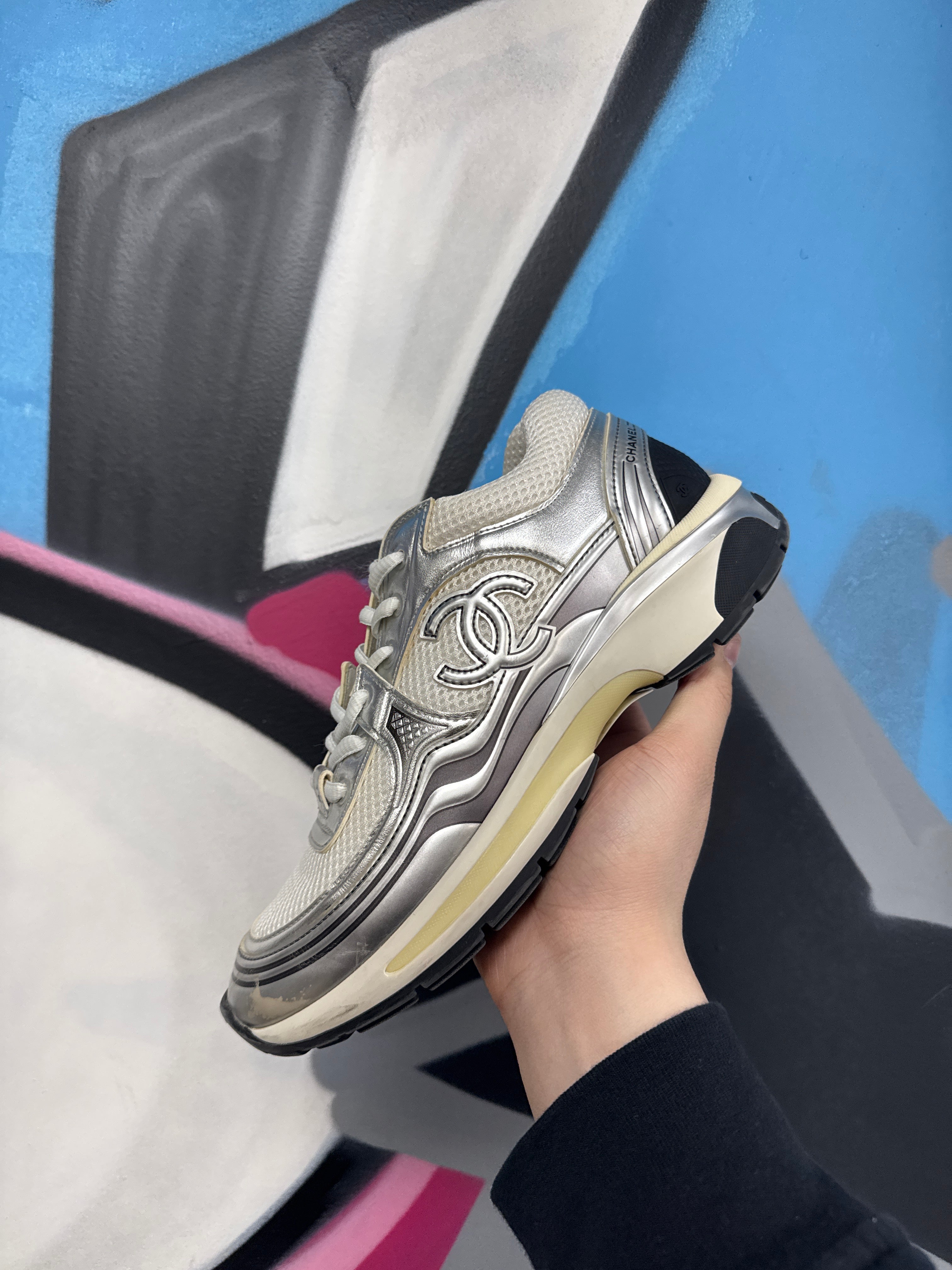 Chanel Silver Runner CC Sneakers