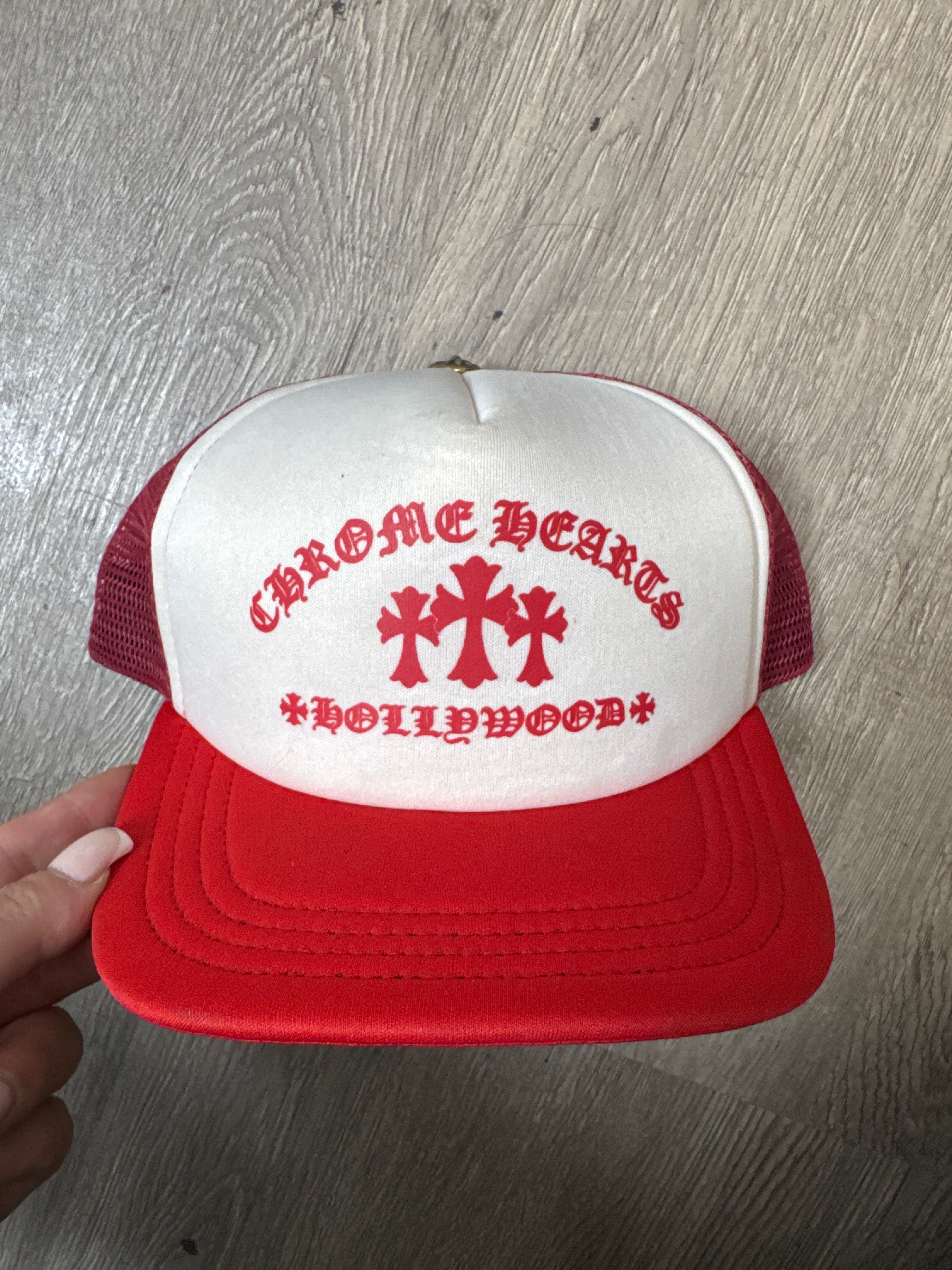 Chrome Hearts Red White King Taco Hat