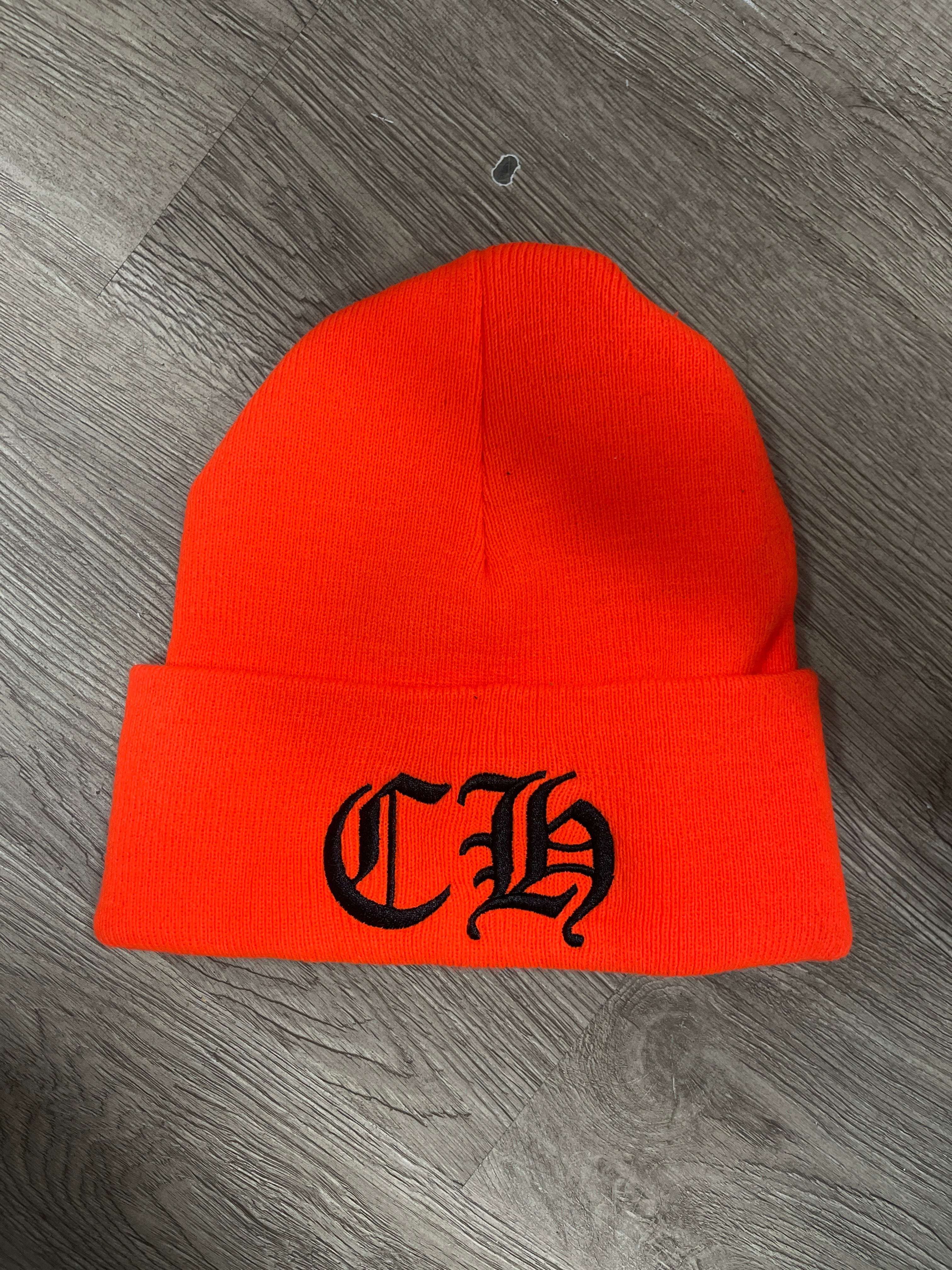 Chrome Hearts Orange Black CH Logo Beanie