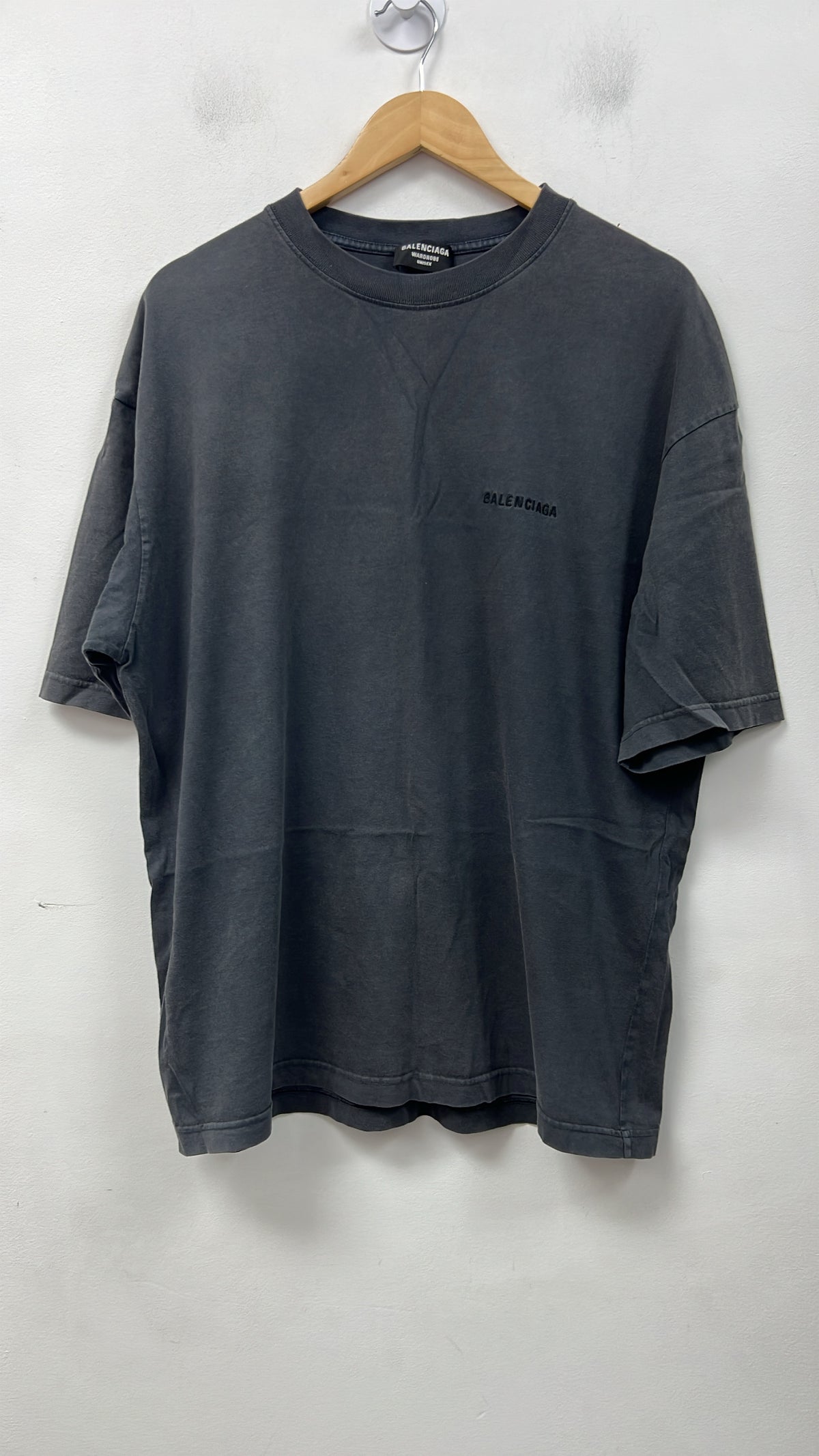 Balenciaga Black Wash Embroidered Tee