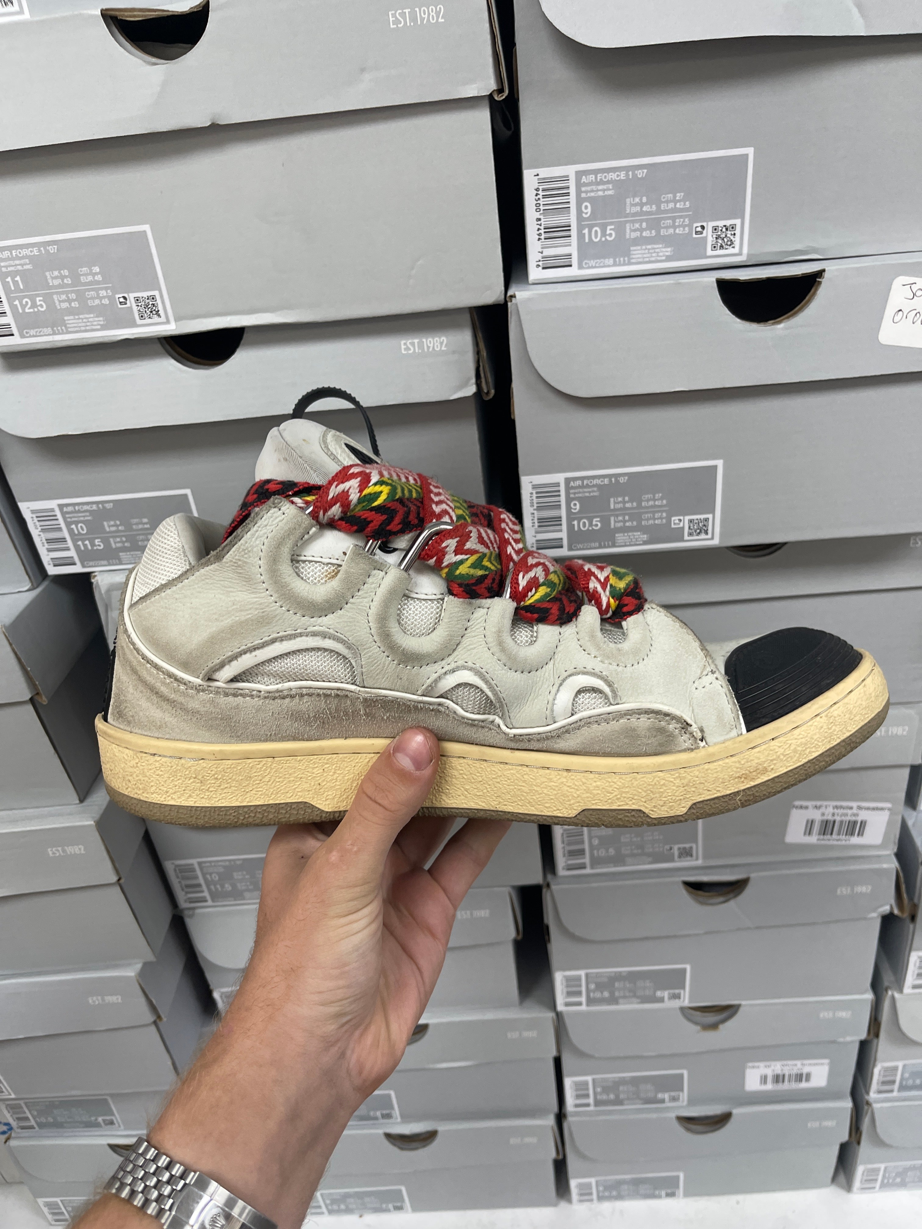 Lanvin Cream Rasta Curb Sneakers