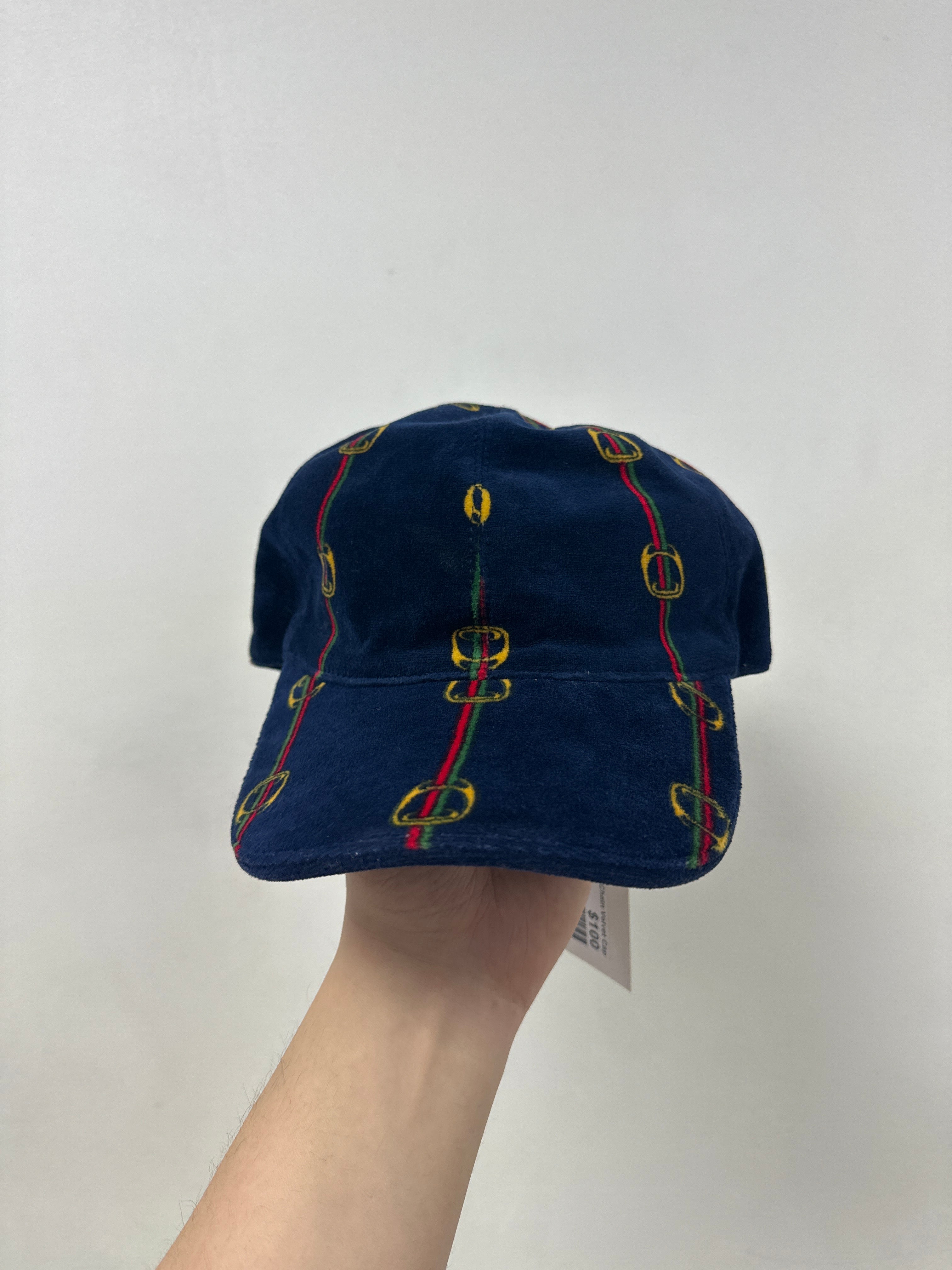 Gucci Navy Chain Velvet Cap