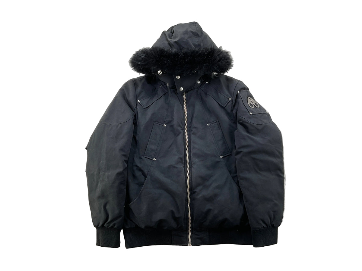 Moose Knuckles Black Black Fur Bomber Jacket