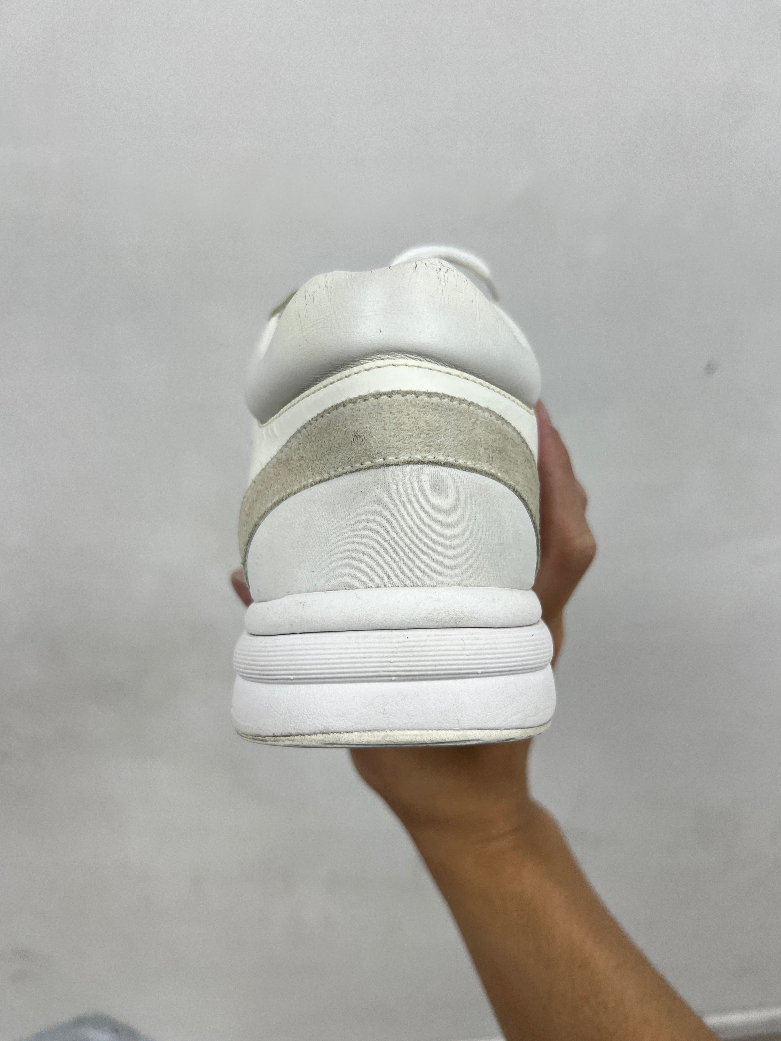 Chanel White Cream CC Runner Sneakers