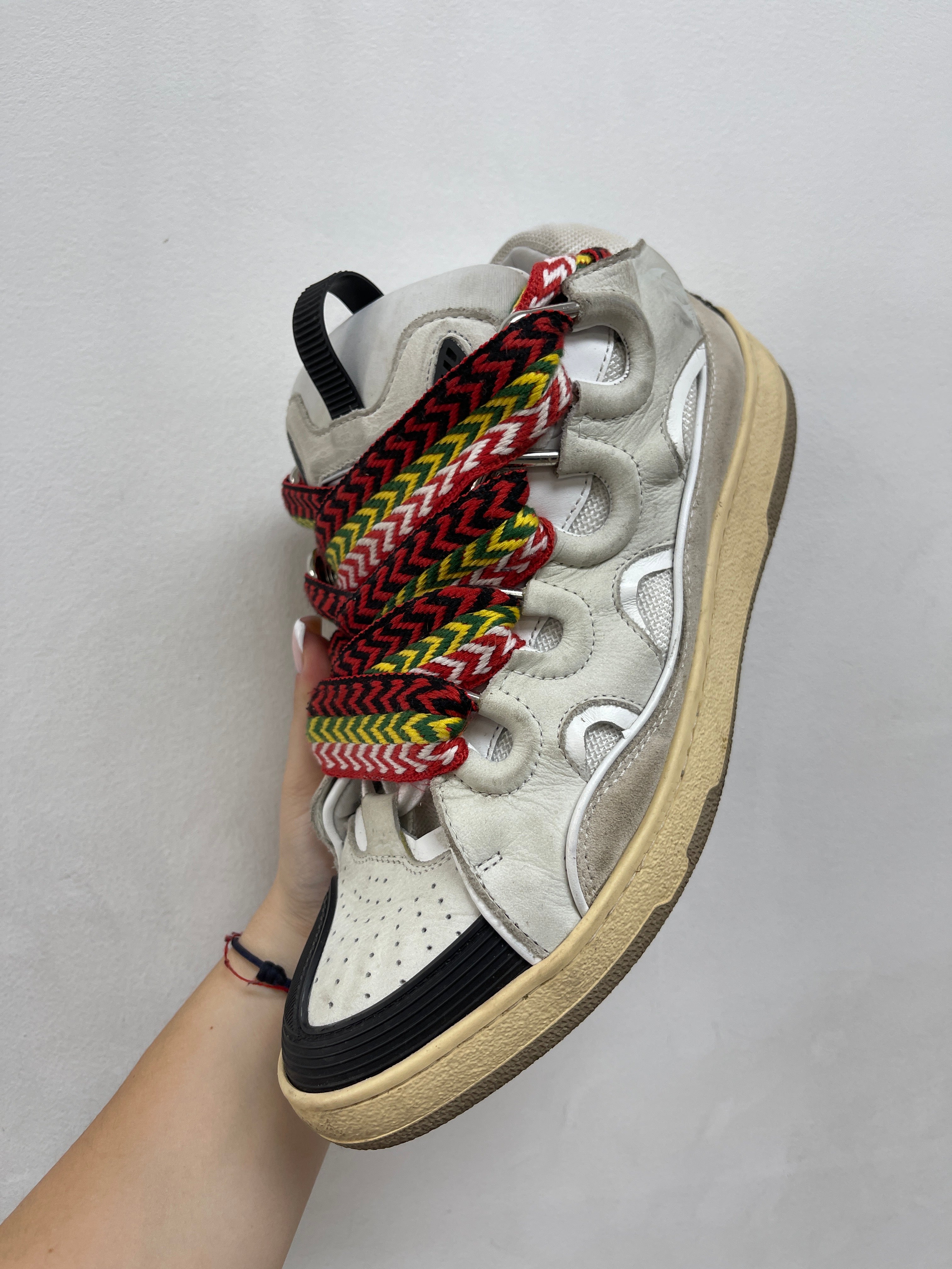 Lanvin Curb Cream Black Sneakers