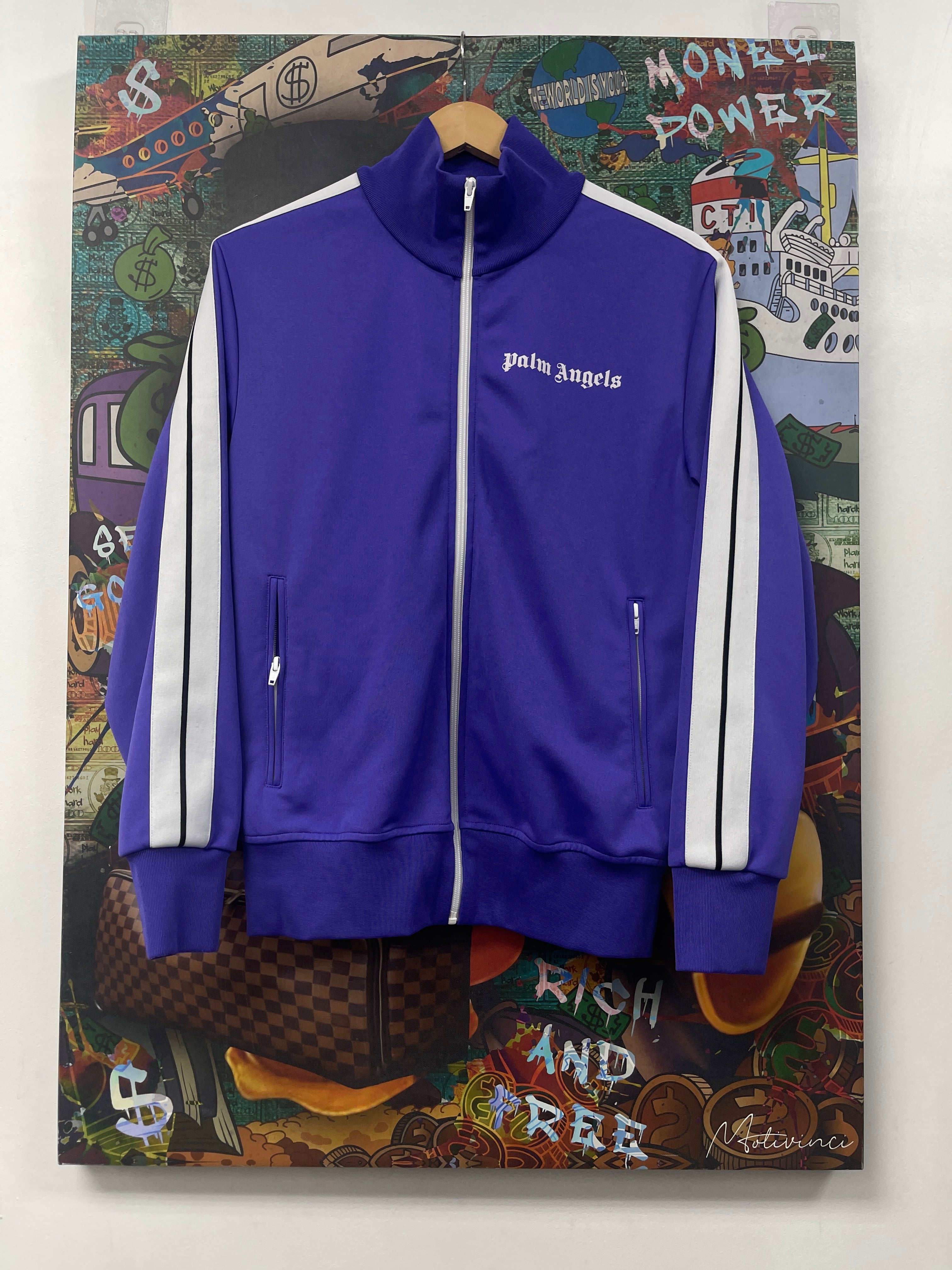 Palm Angels Purple White Stripe Track Jacket