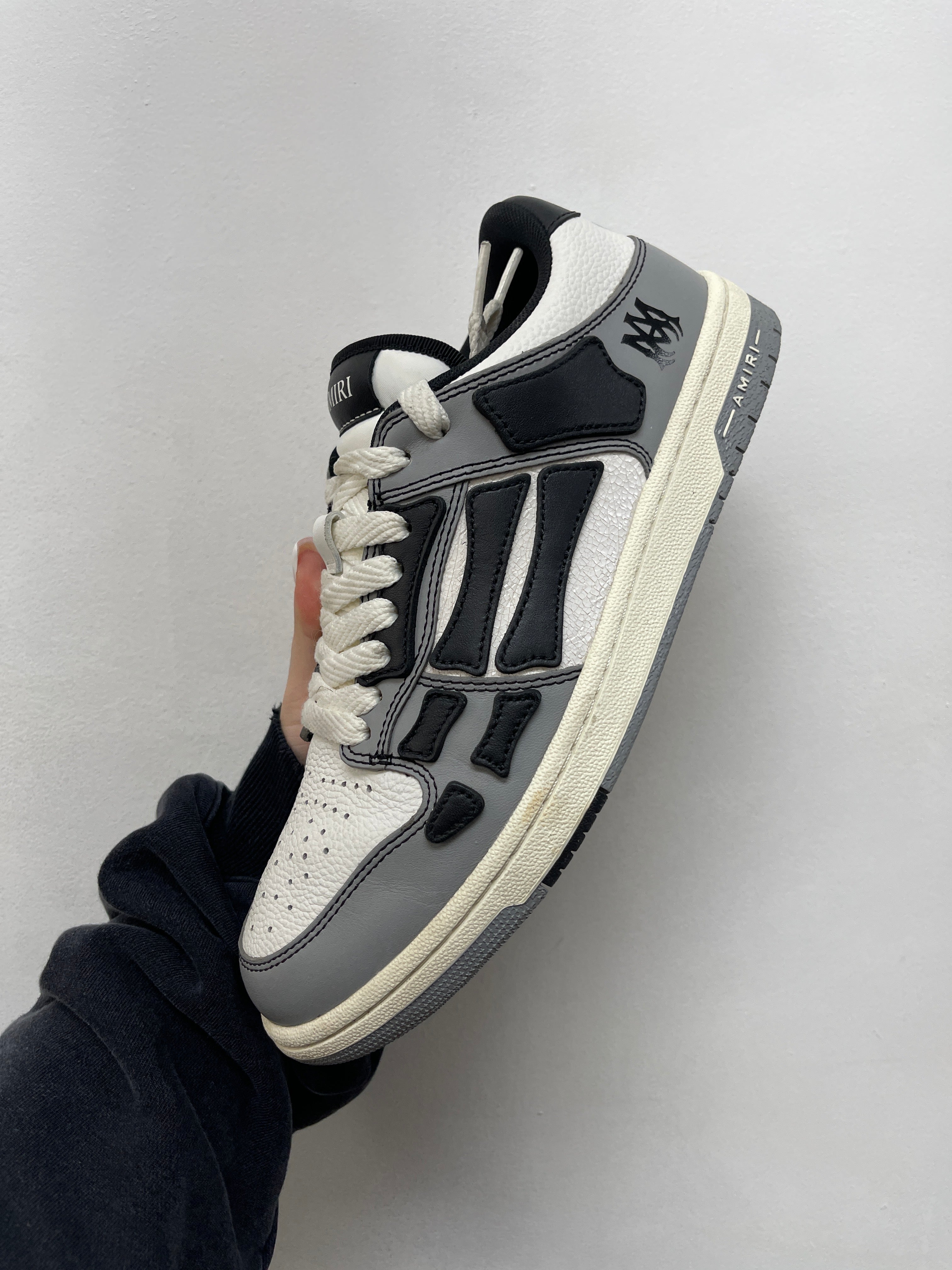 Amiri Black Grey Cream MA Skel-Top Sneakers