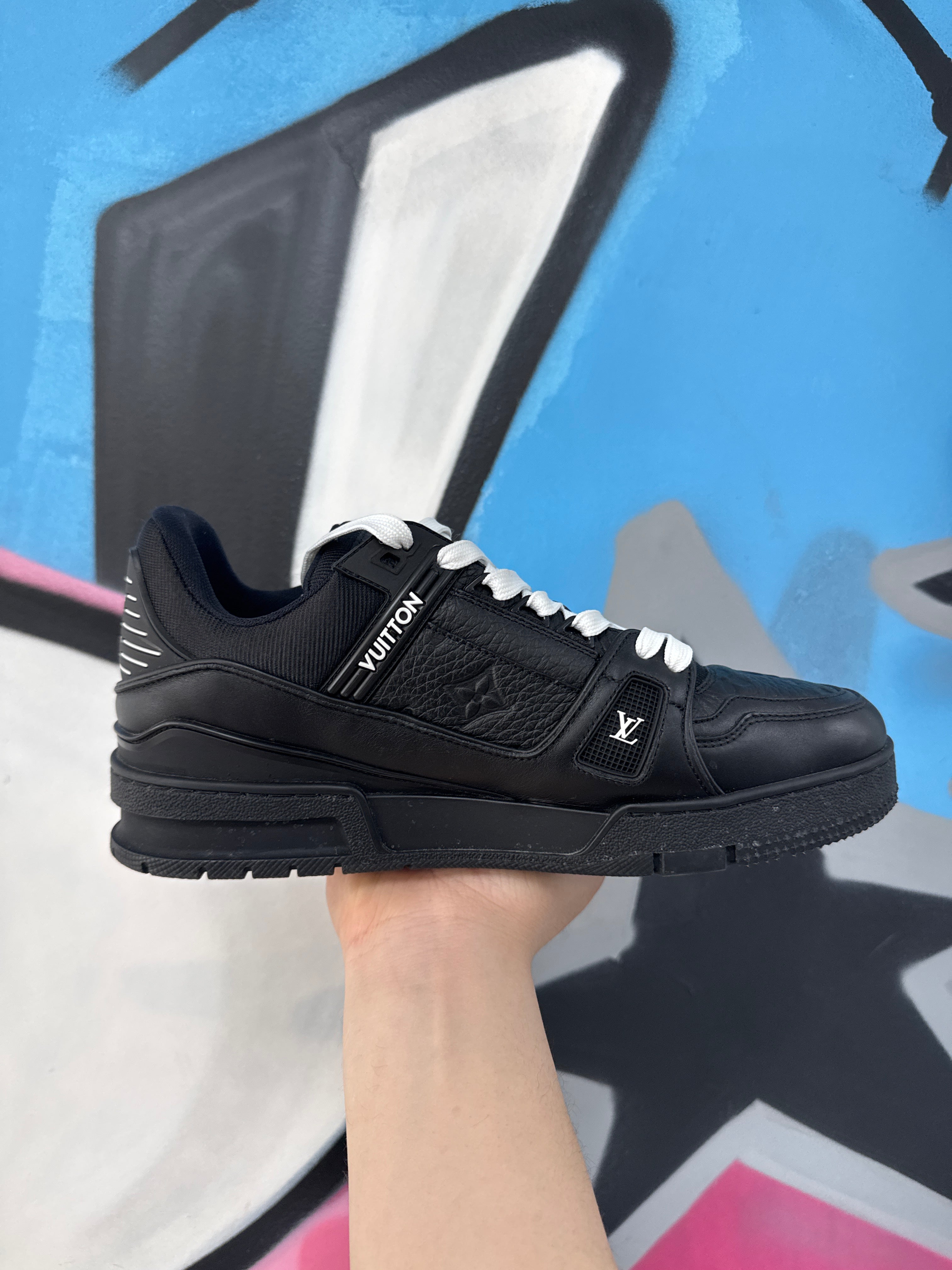 Louis Vuitton Black Monogram Trainer Sneakers