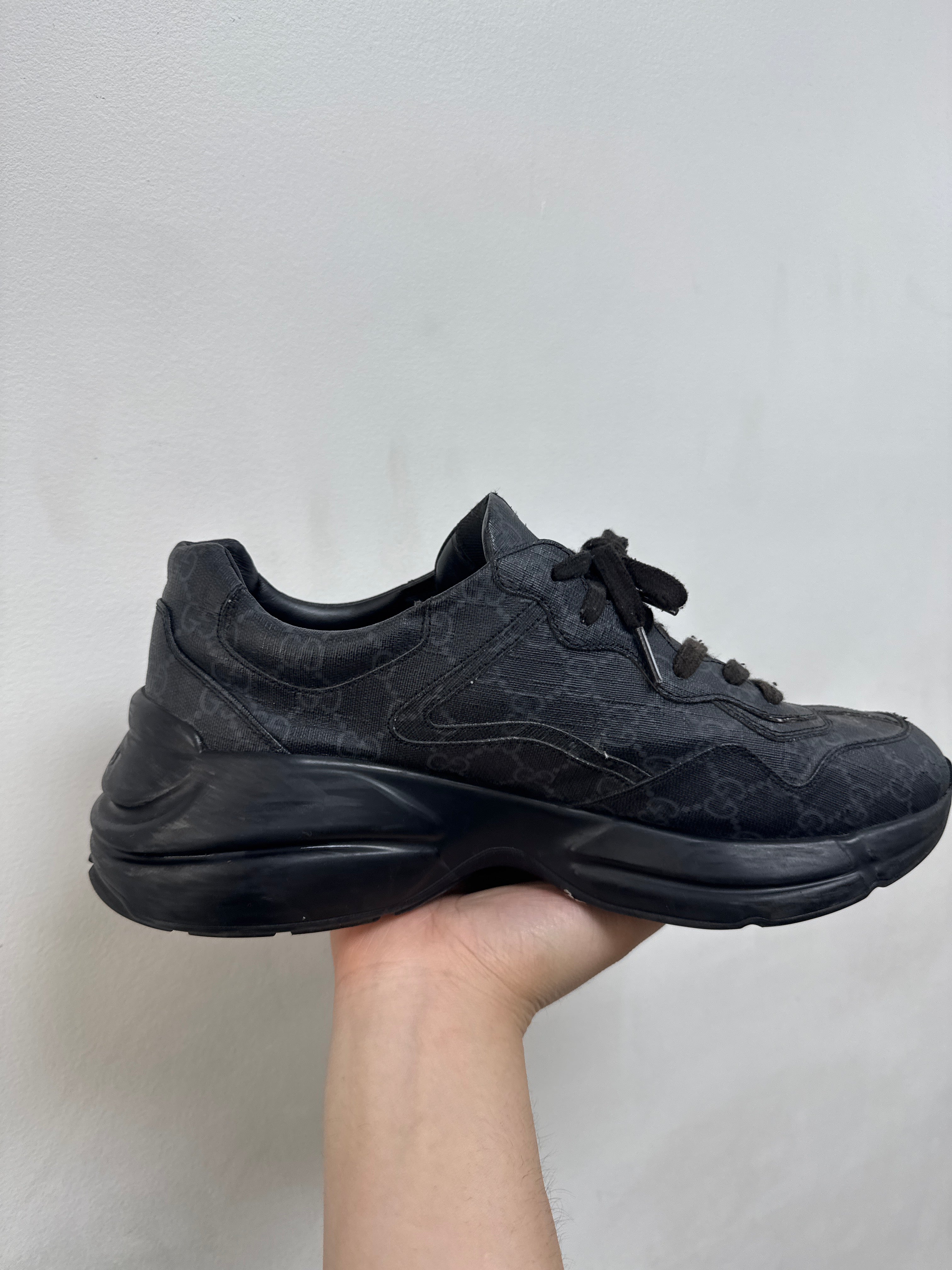Gucci Black Monogram Rython Sneakers