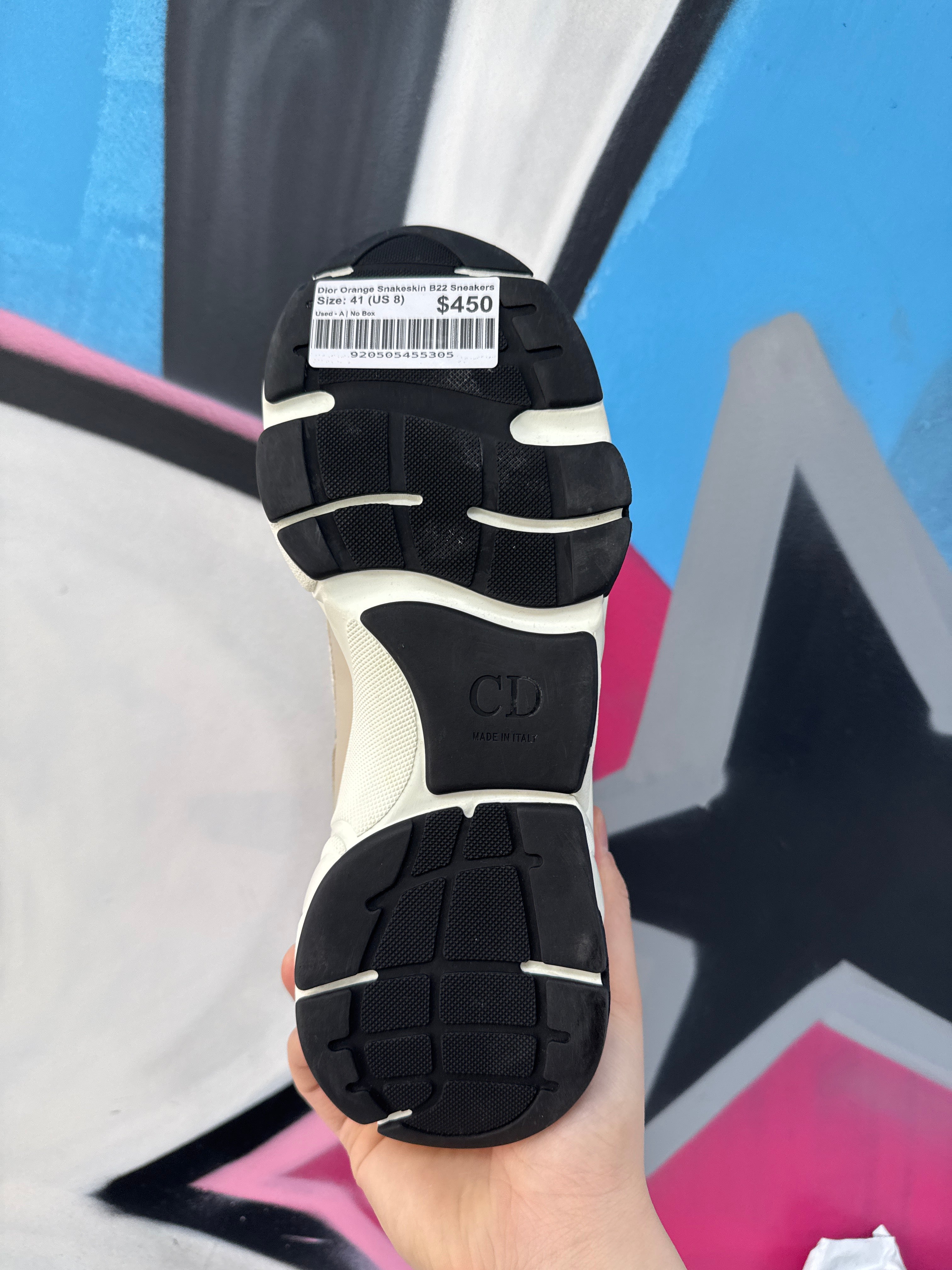 Dior Orange Snakeskin B22 Sneakers