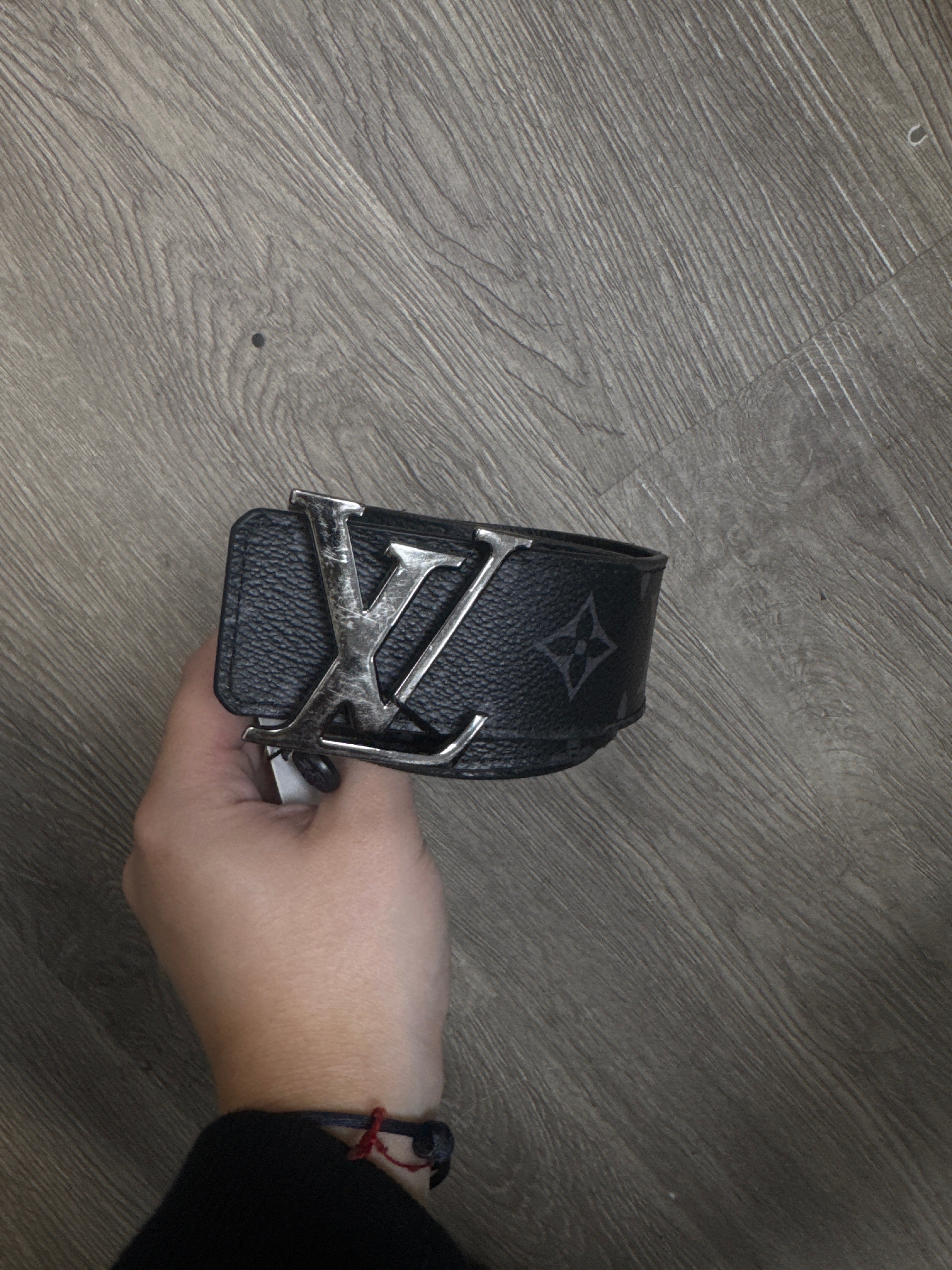 Louis Vuitton Black Silver Monogram Belt