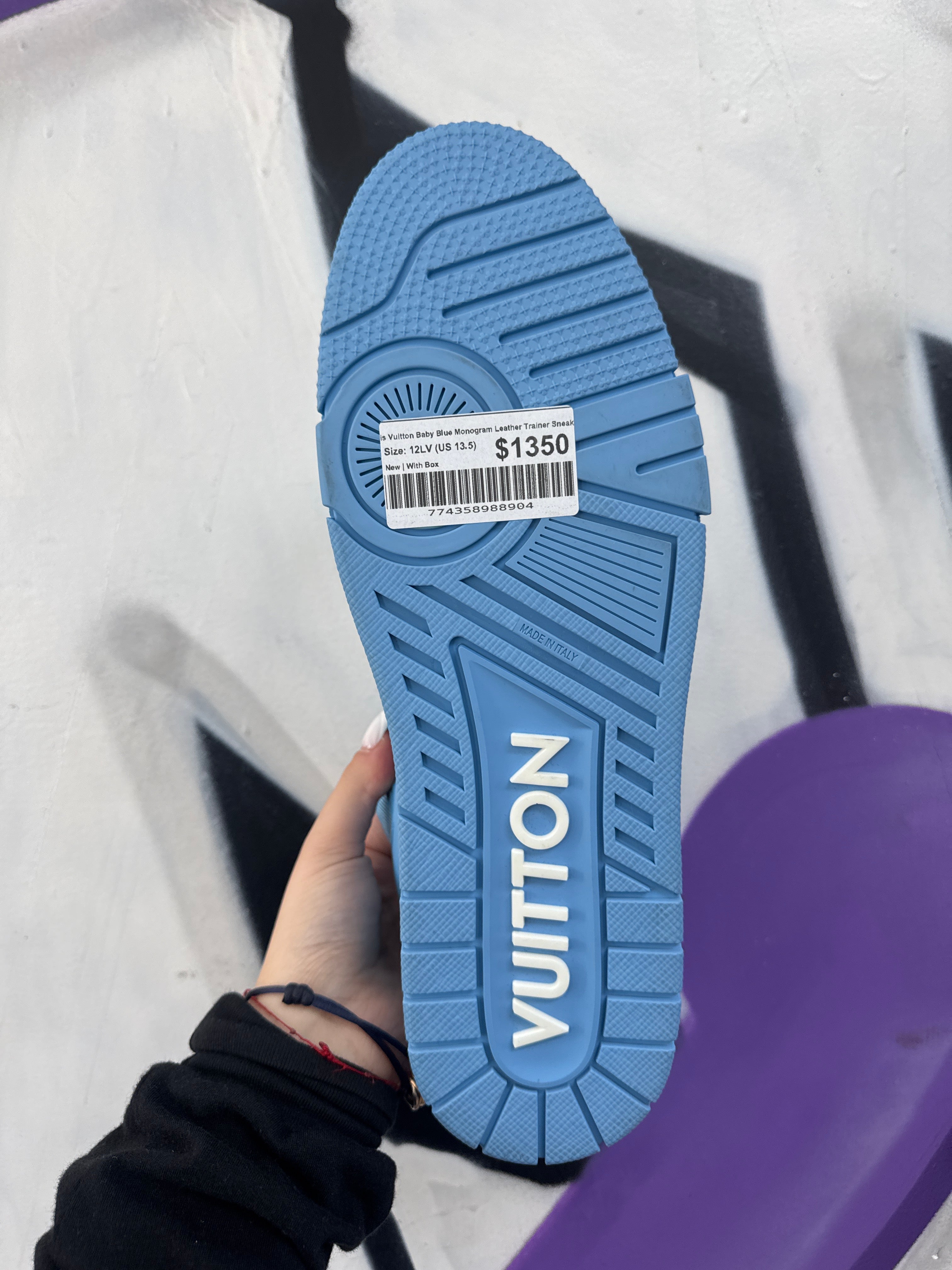 Louis Vuitton Baby Blue Monogram Leather Trainer Sneakers