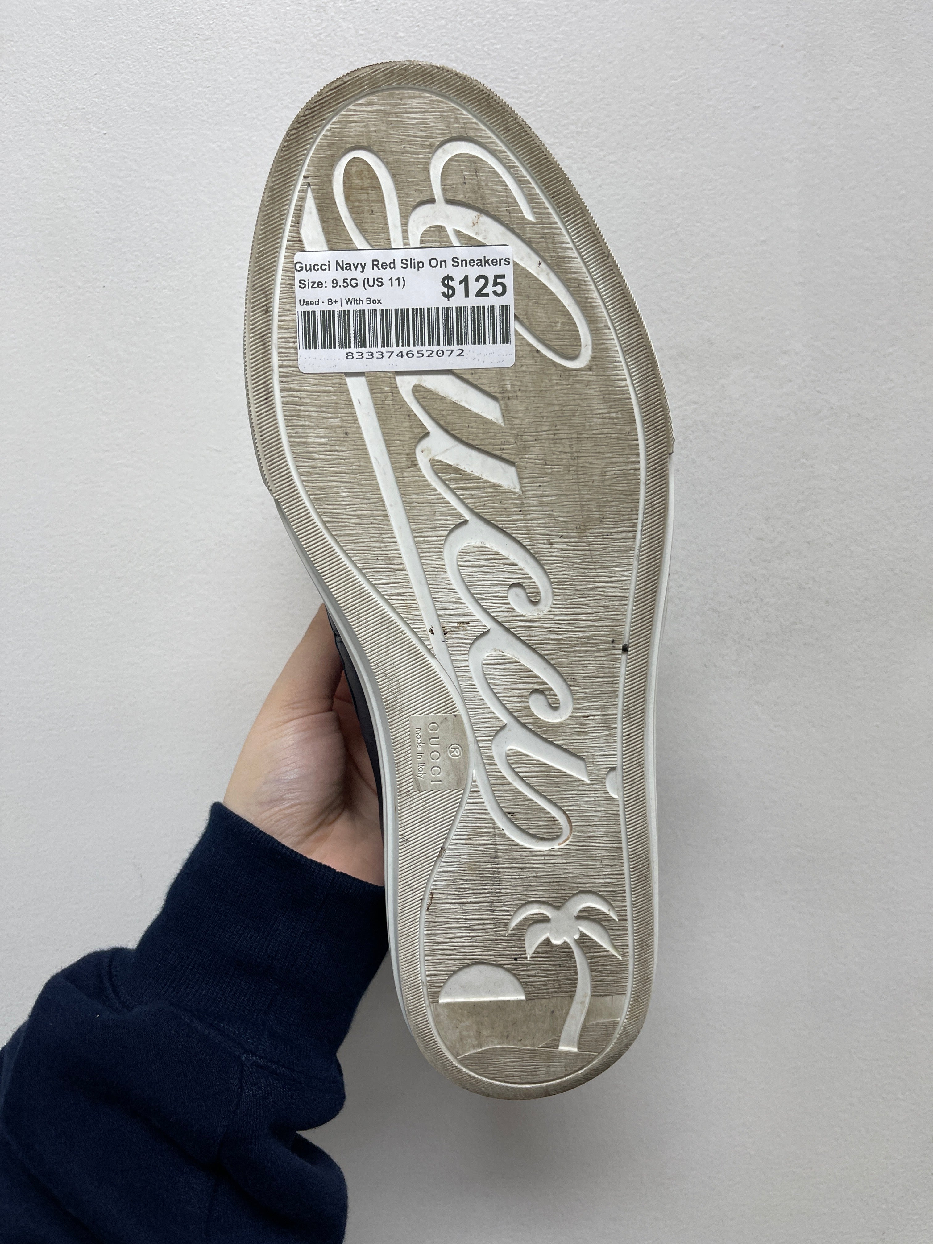 Gucci Navy Red Slip On Sneakers