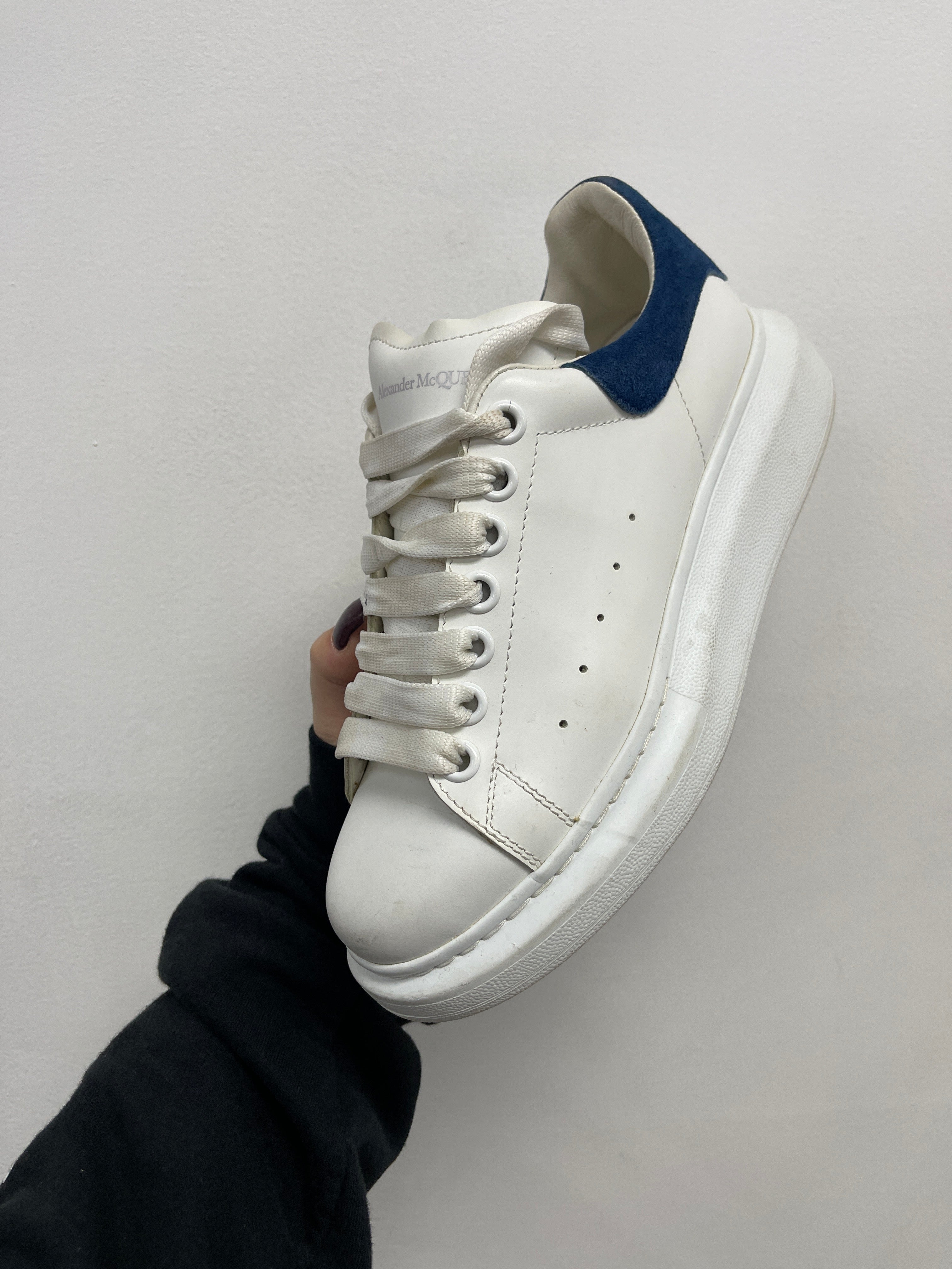 Alexander Mcqueen White Blue Velour Sneakers