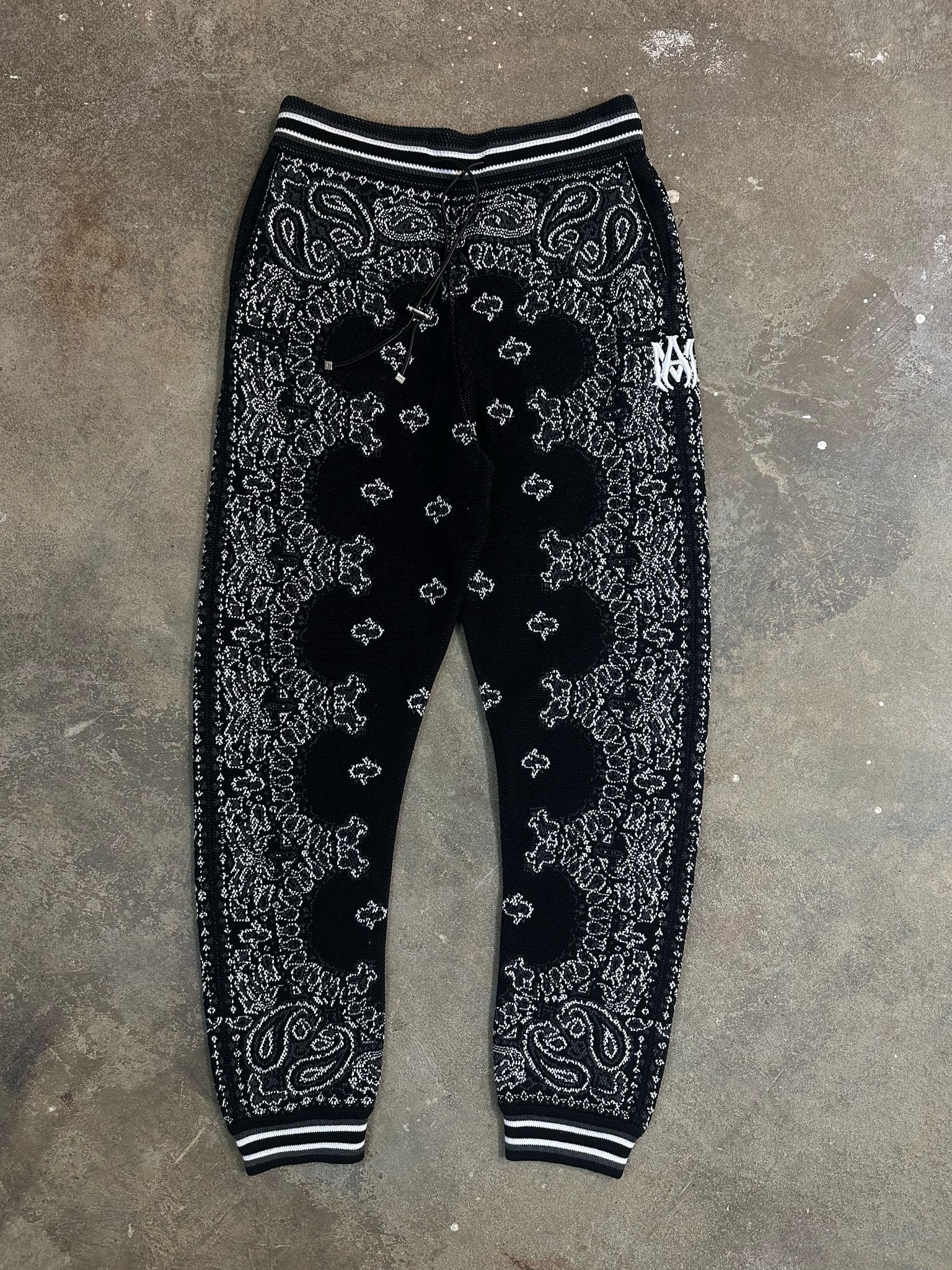 Amiri MA Black Paisley Sweats New Large With Tags