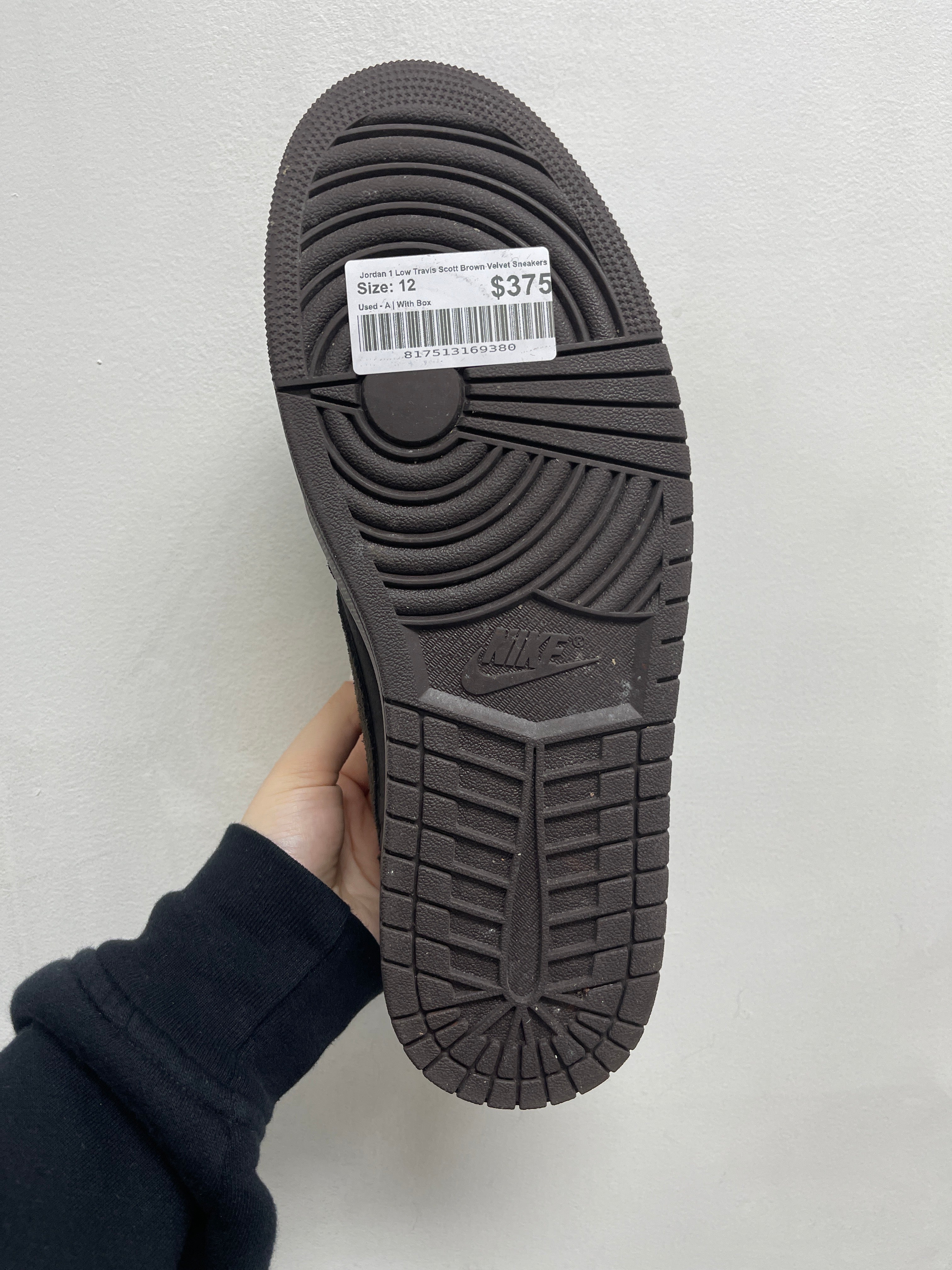 Jordan 1 Low Travis Scott Brown Velvet Sneakers