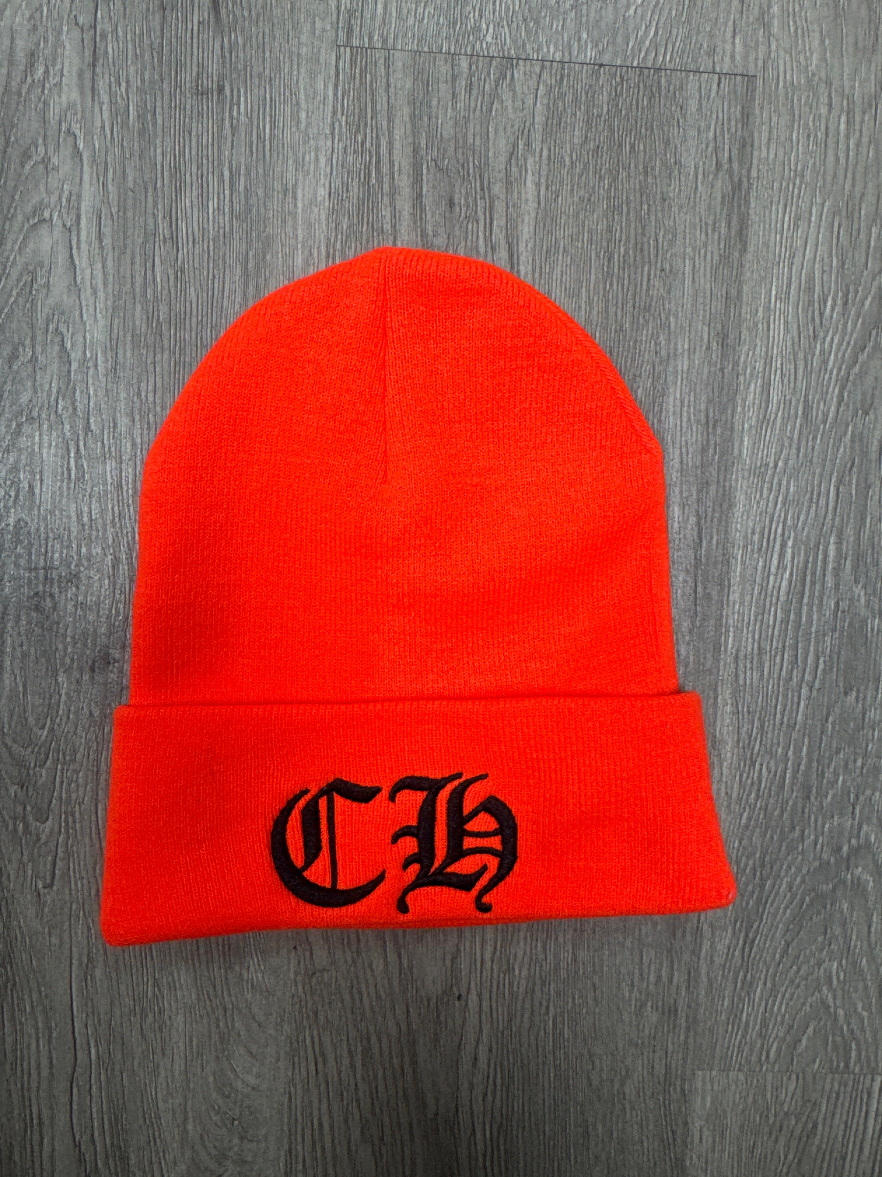 Chrome Hearts Orange Black CH Logo Beanie