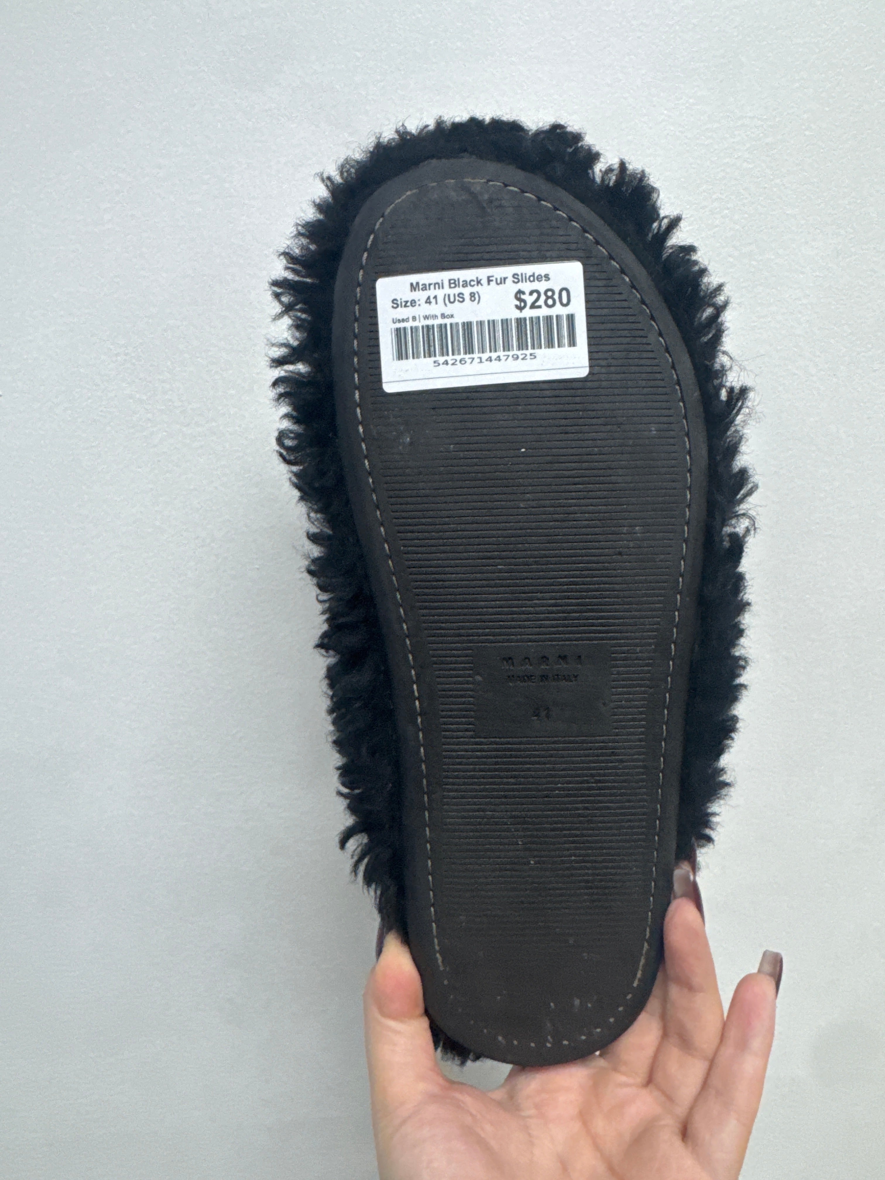 Marni Black Fur Slides