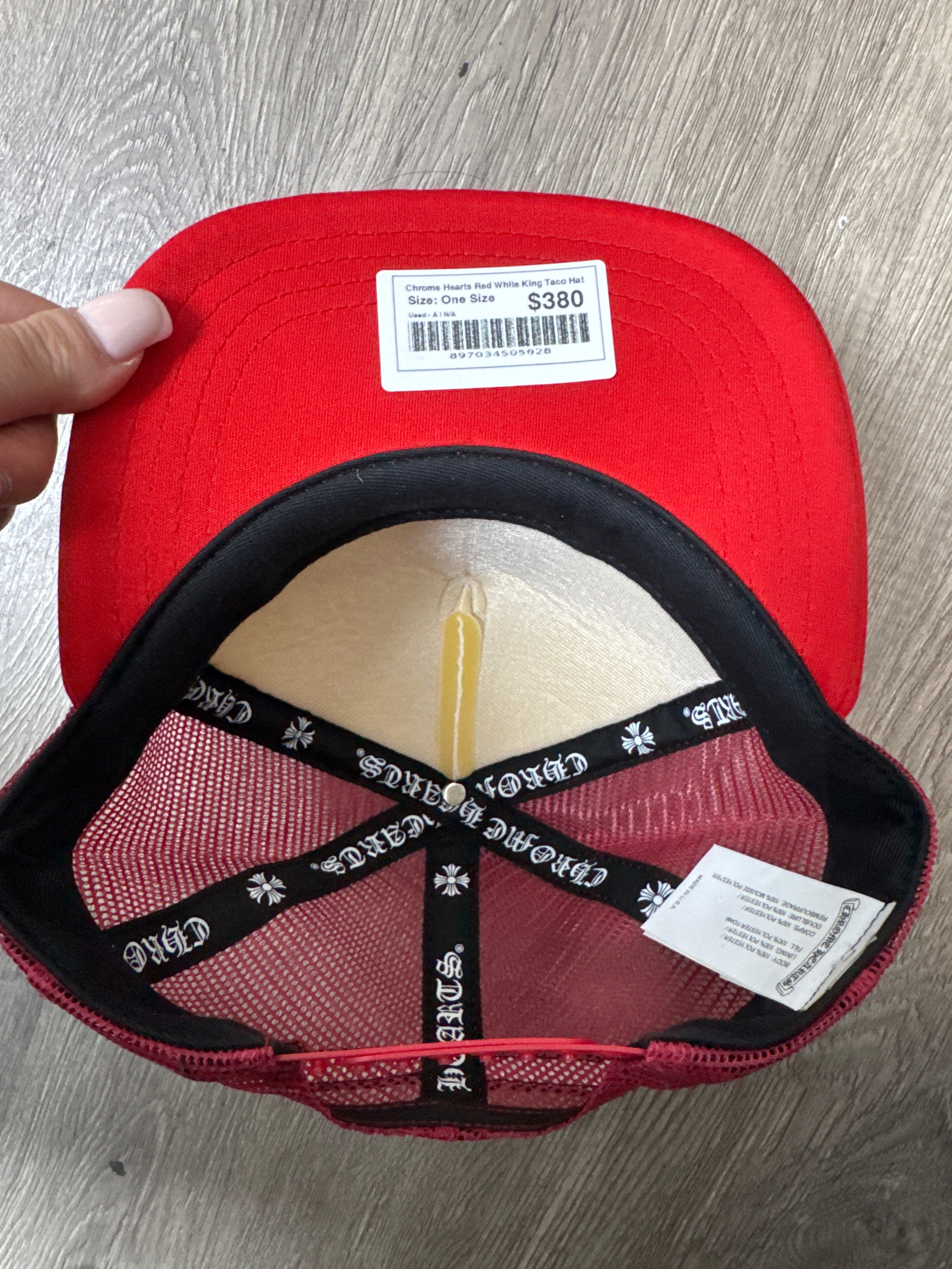 Chrome Hearts Red White King Taco Hat