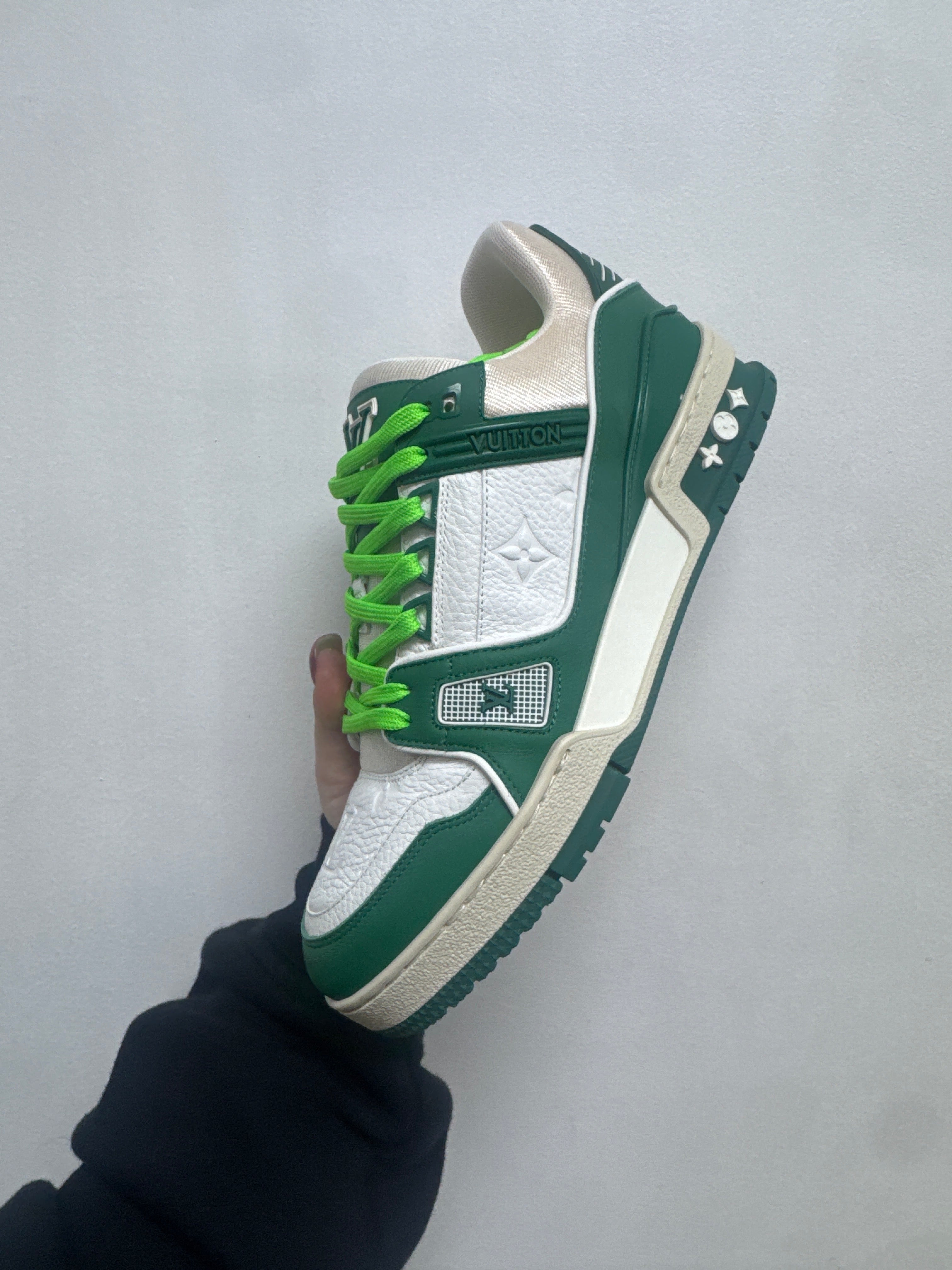 Louis Vuitton Green White Trainer Sneakers