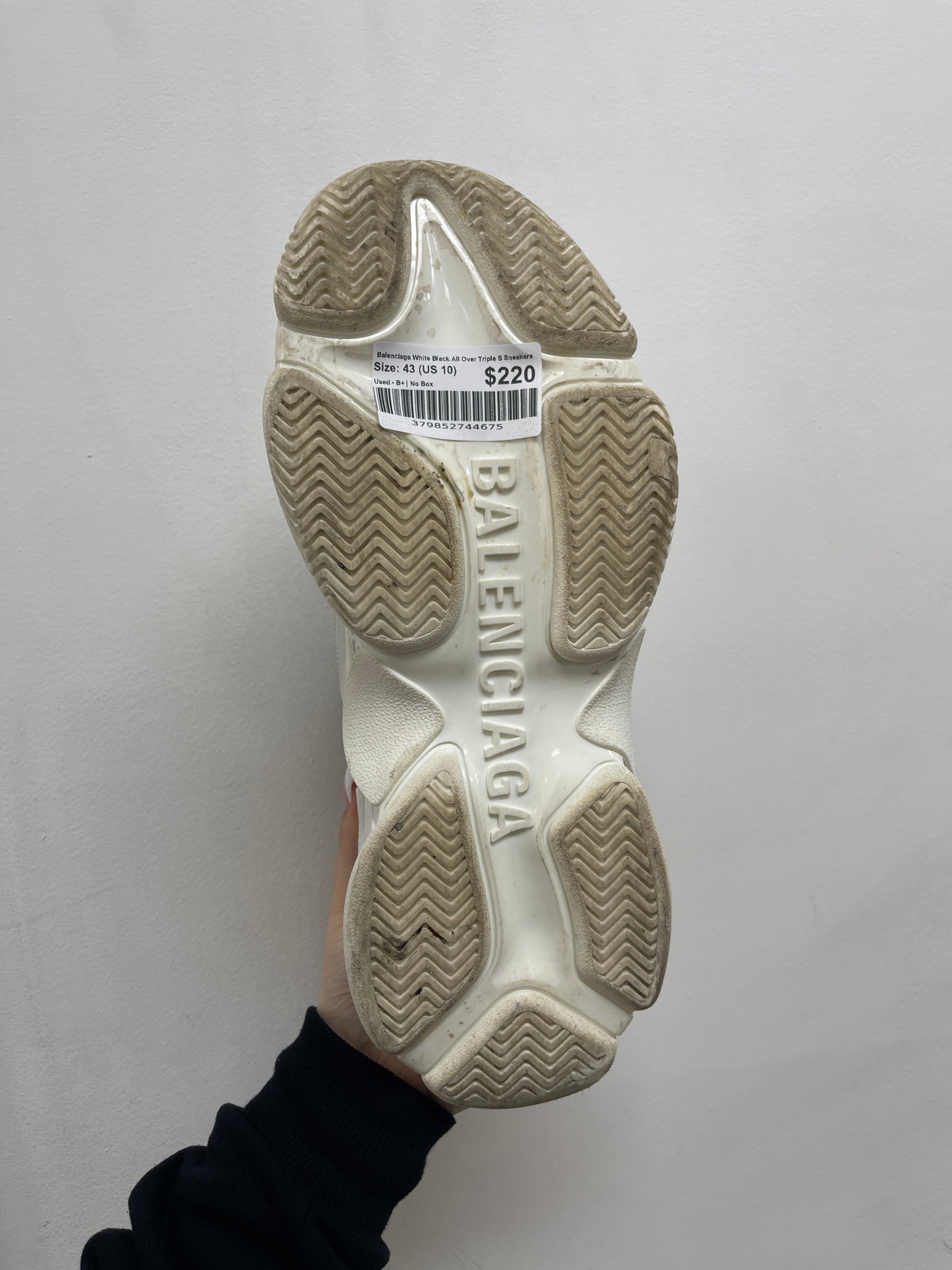 Balenciaga White Black All Over Triple S Sneakers