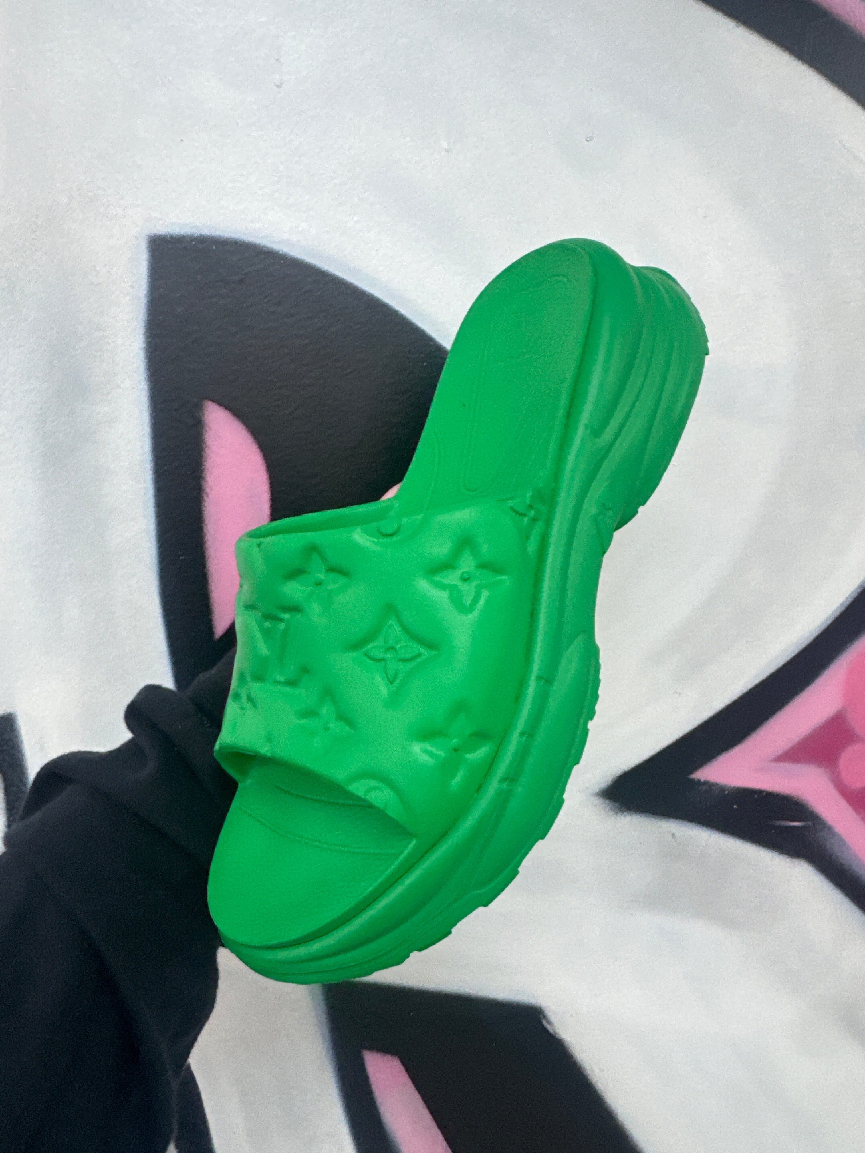 Louis Vuitton Green 55 Flat Comfort Mule Slides