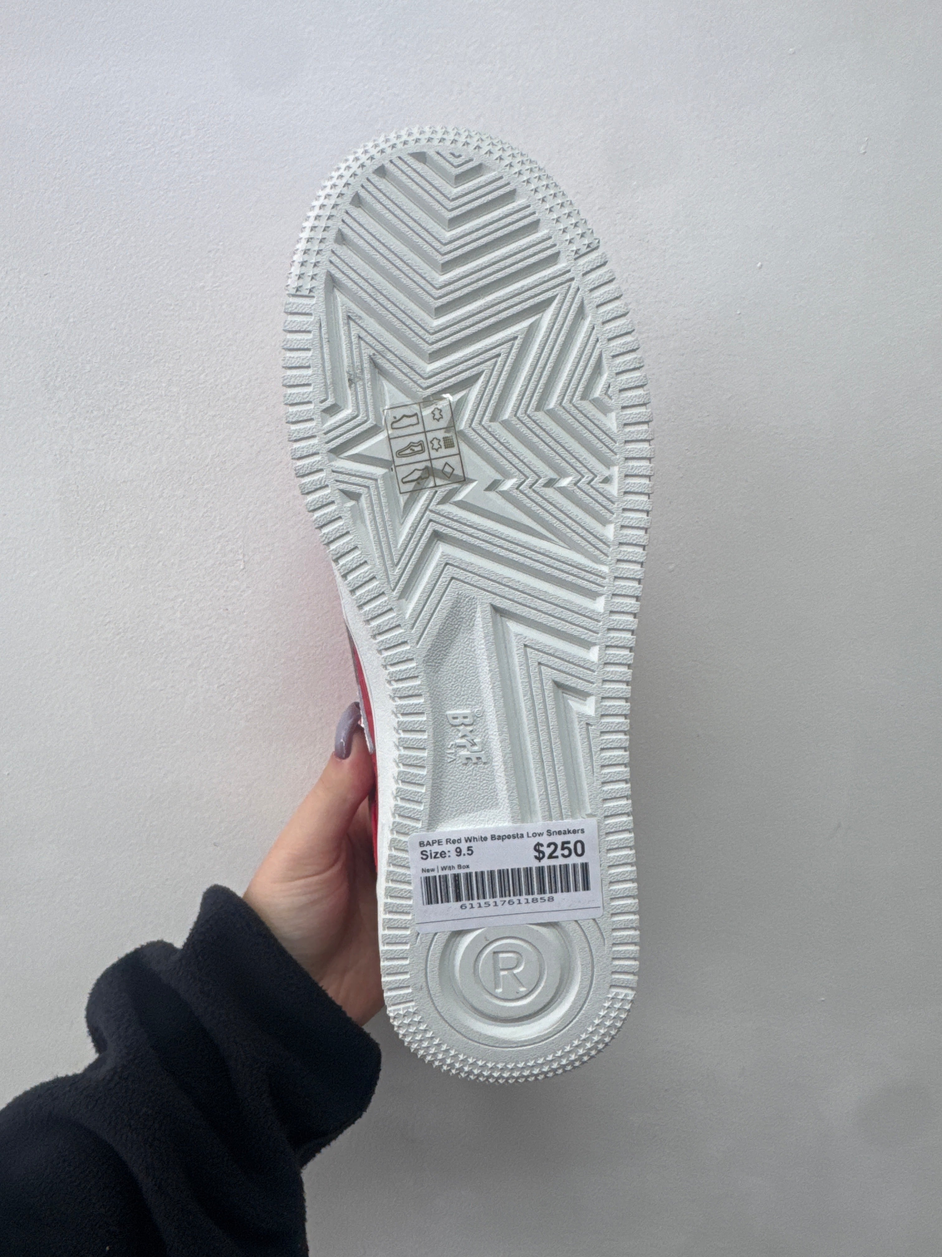 BAPE Red White Bapesta Low Sneakers