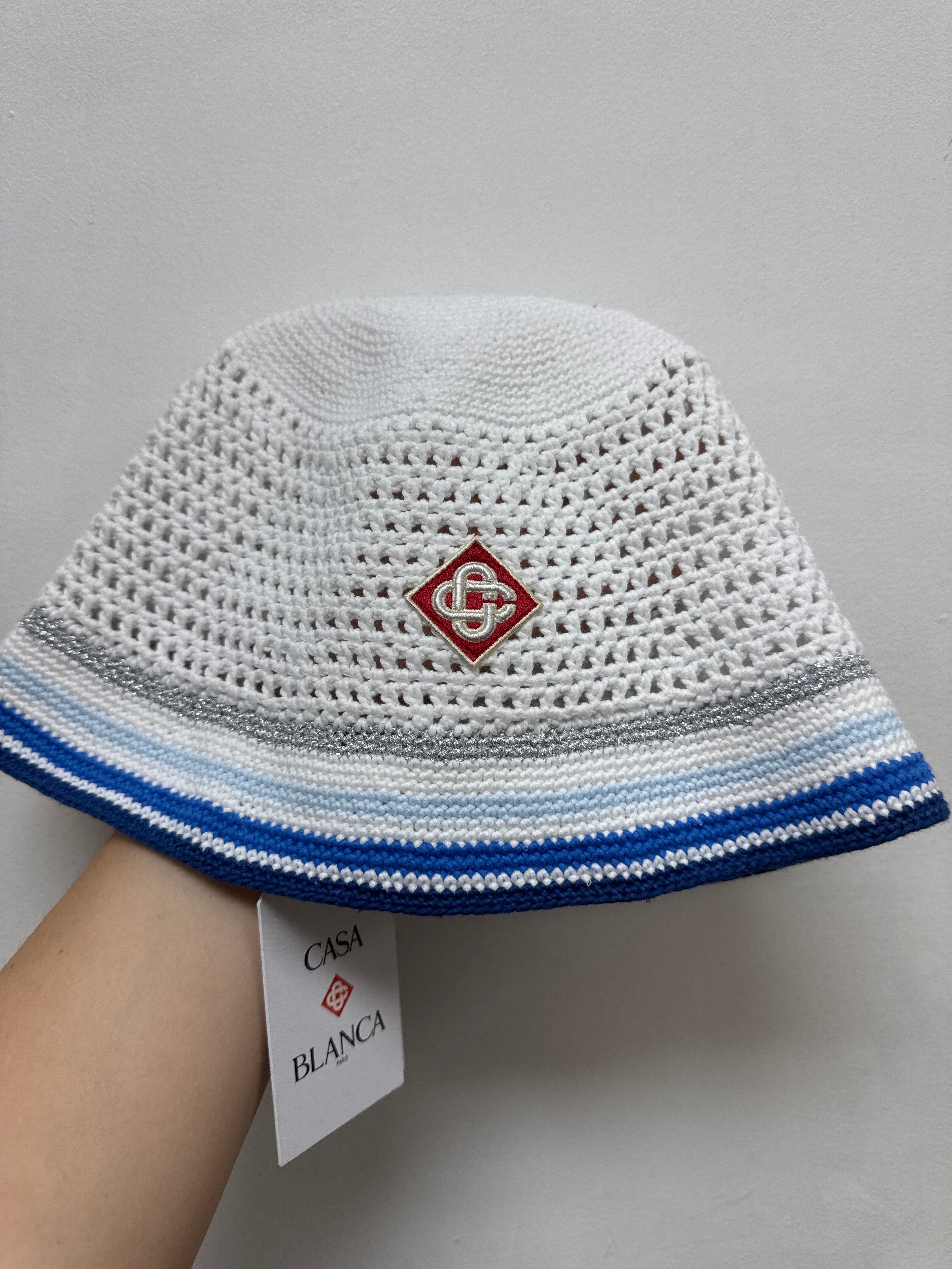 Casablanca Blue White Crochet Bucket