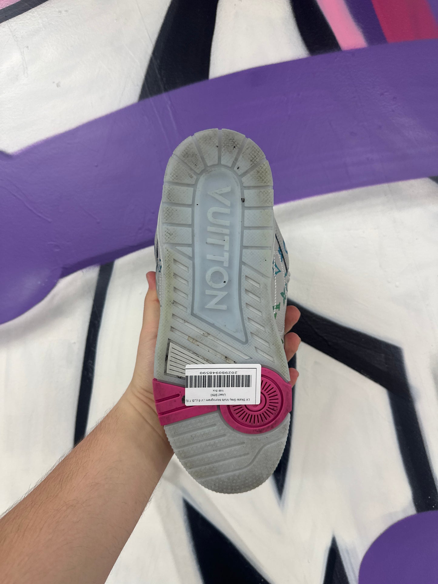 LV Skate Grey Multi Monogram Used LV 6 (US 7.5) With Box