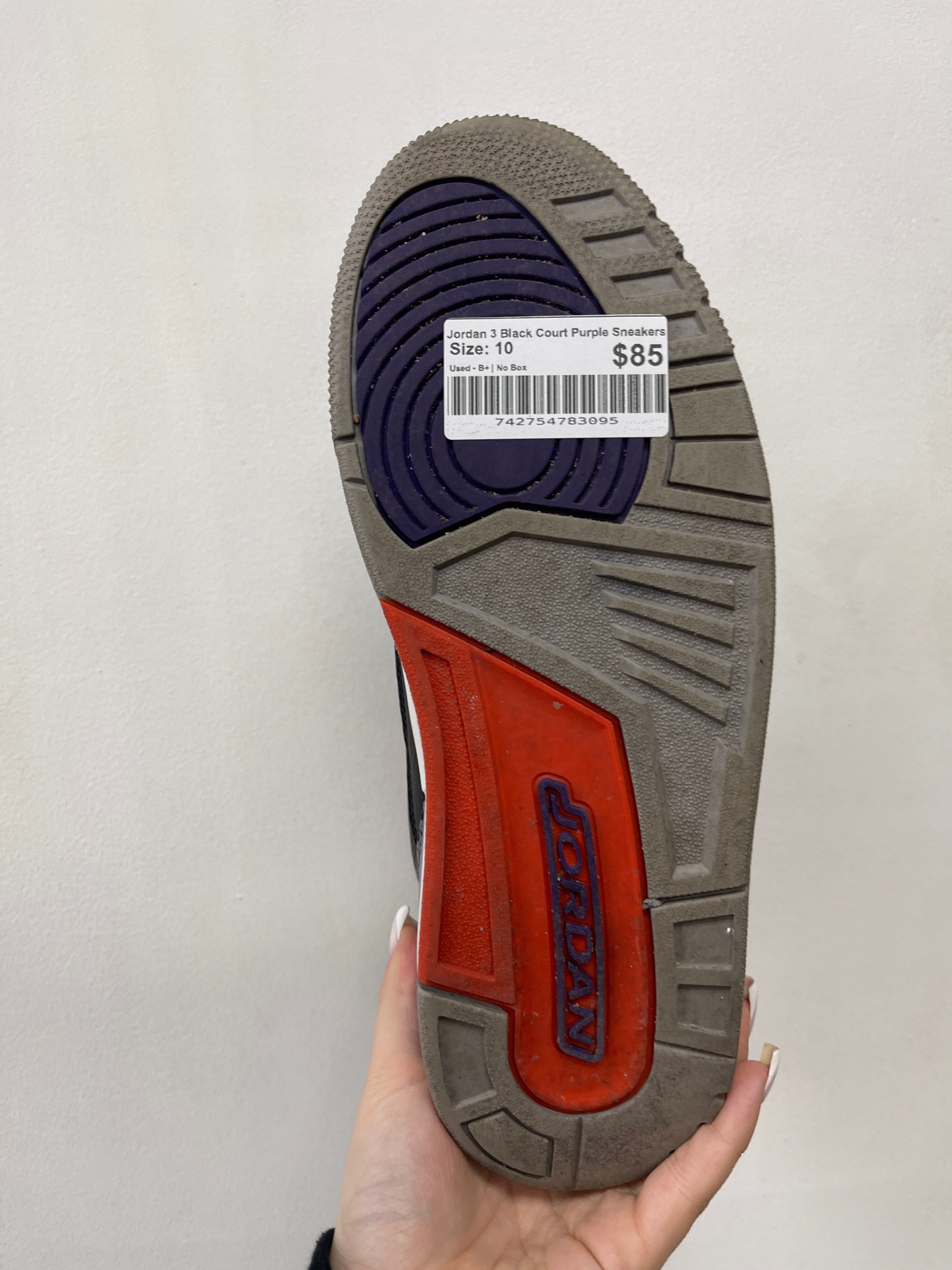 Jordan 3 Black Court Purple Sneakers