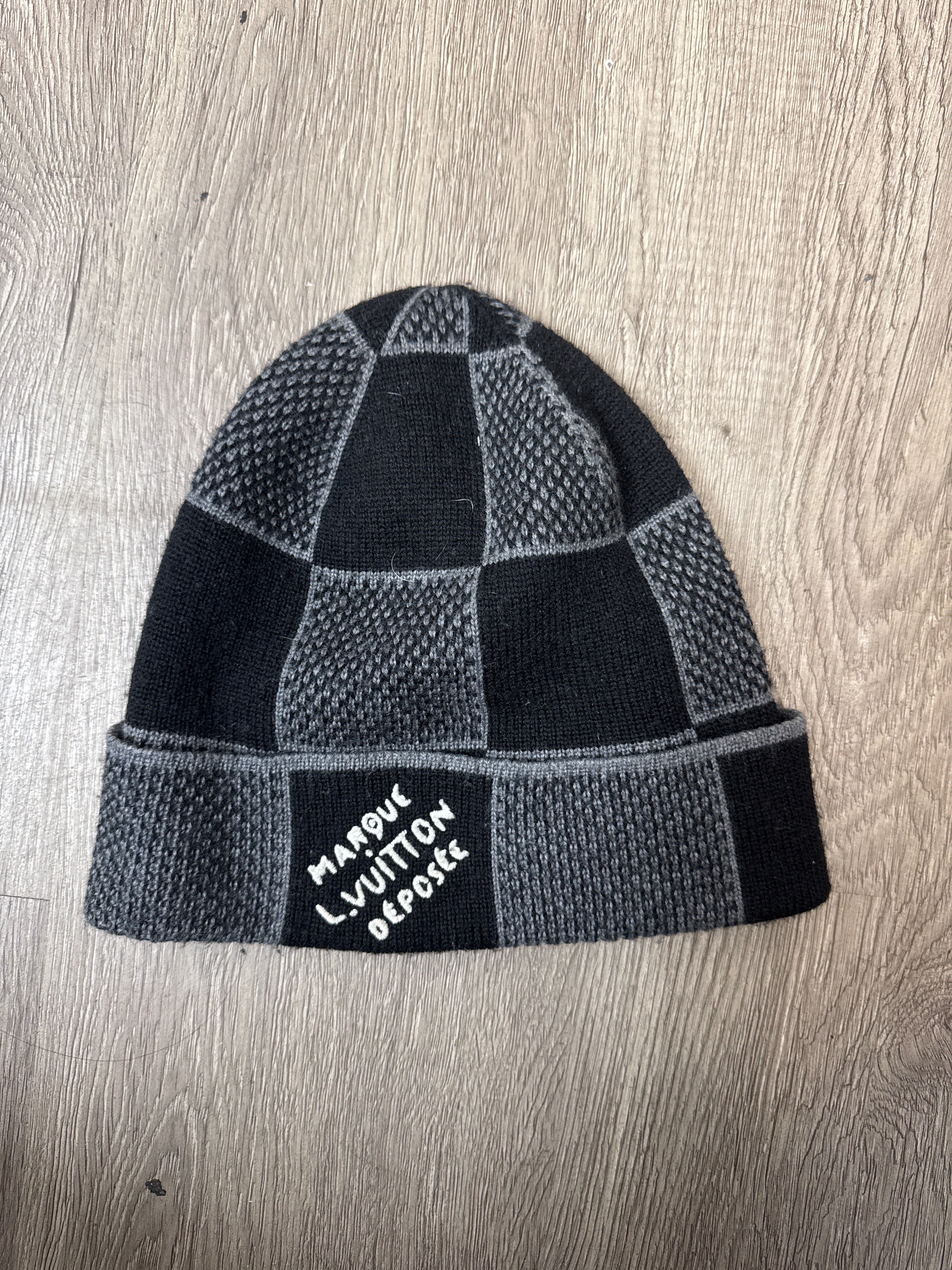 Louis Vuitton Black Damier Marque Beanie