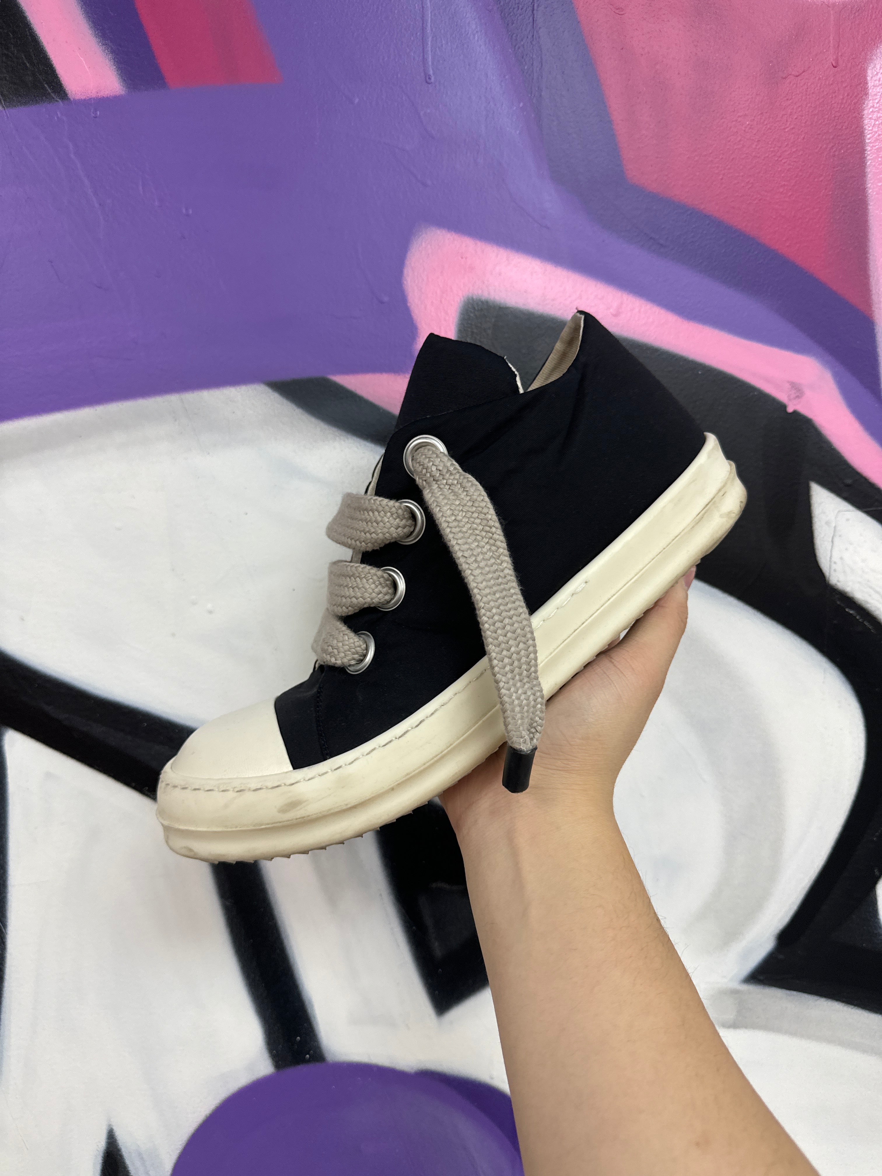 Rick Owens Black Padded Jumbo Lace Low Sneakers