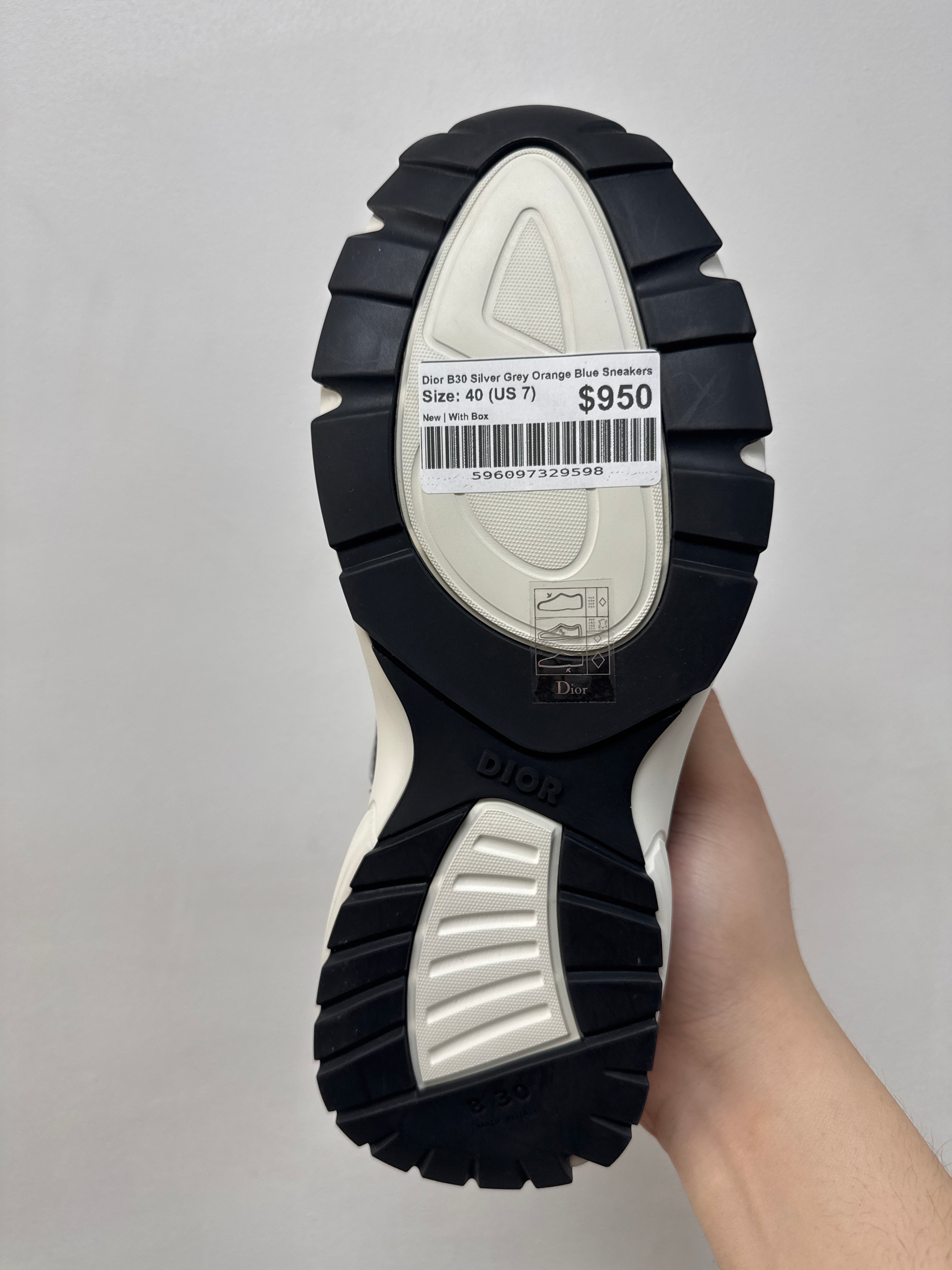 Dior B30 Silver Grey Orange Blue Sneakers