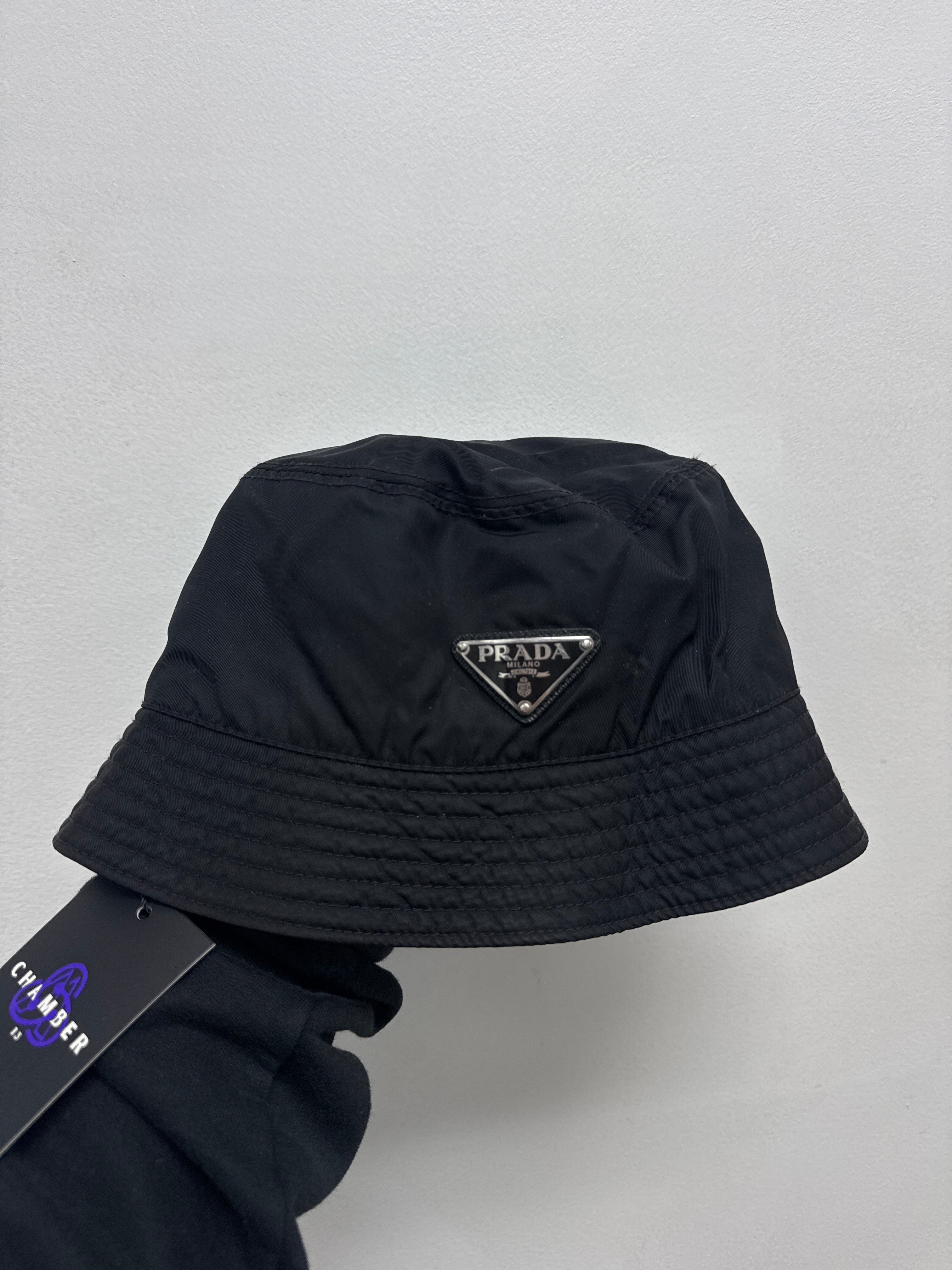 Prada Black Triangle Logo Bucket