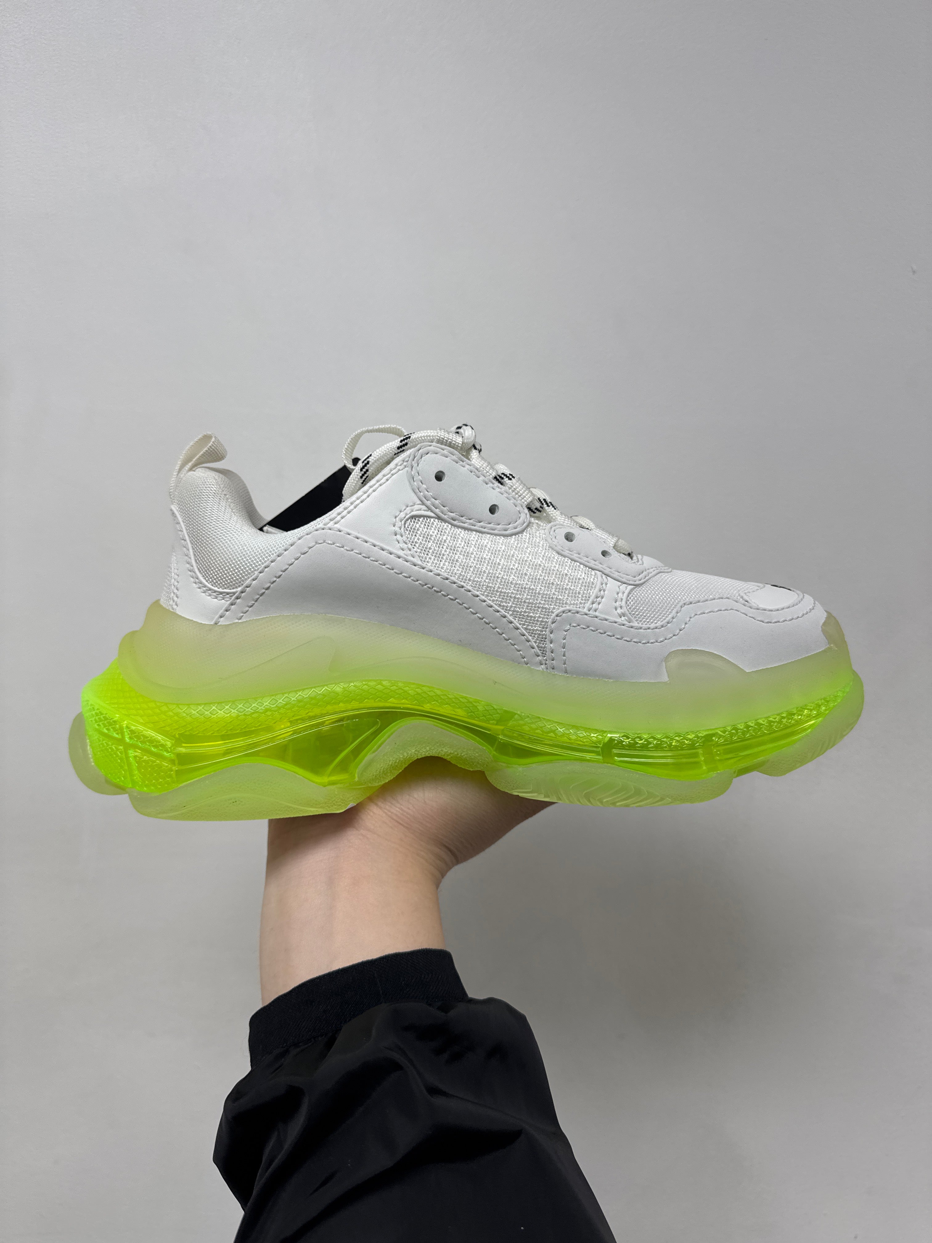 Balenciaga White Neon Clear Sole Sneakers