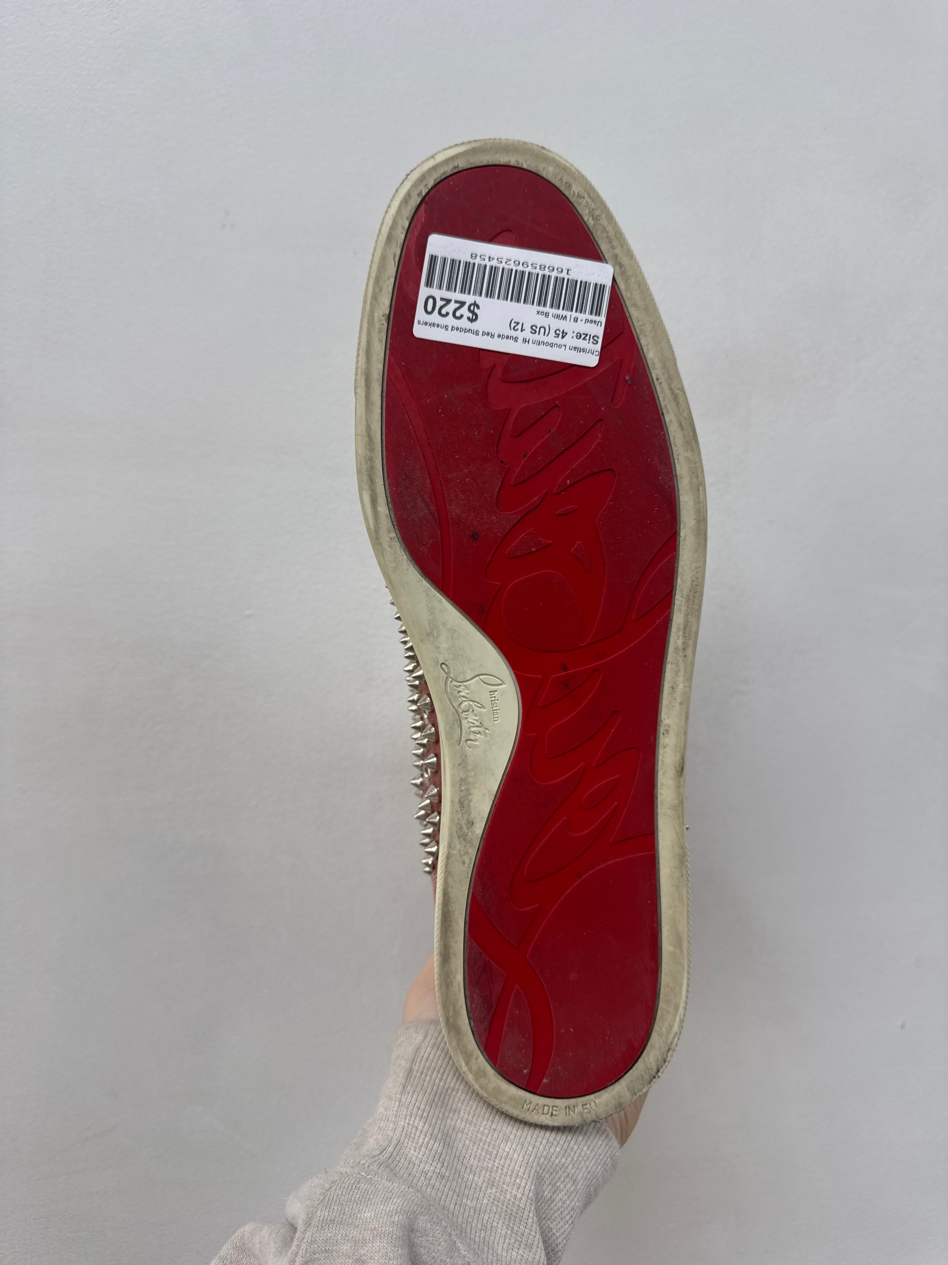 Christian Louboutin Hi Suede Red Studded Sneakers