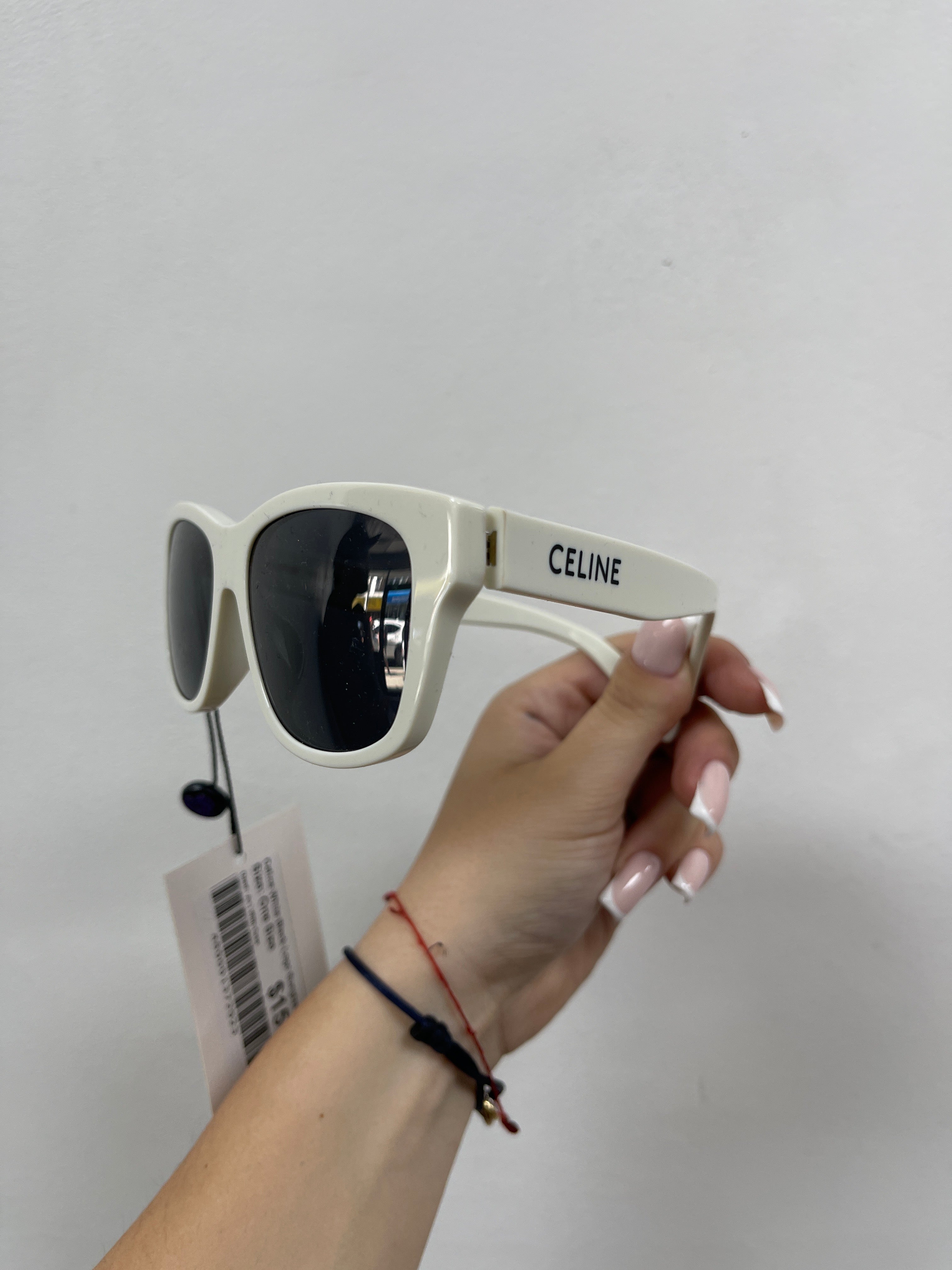 Celine White Black Logo Sunglasses