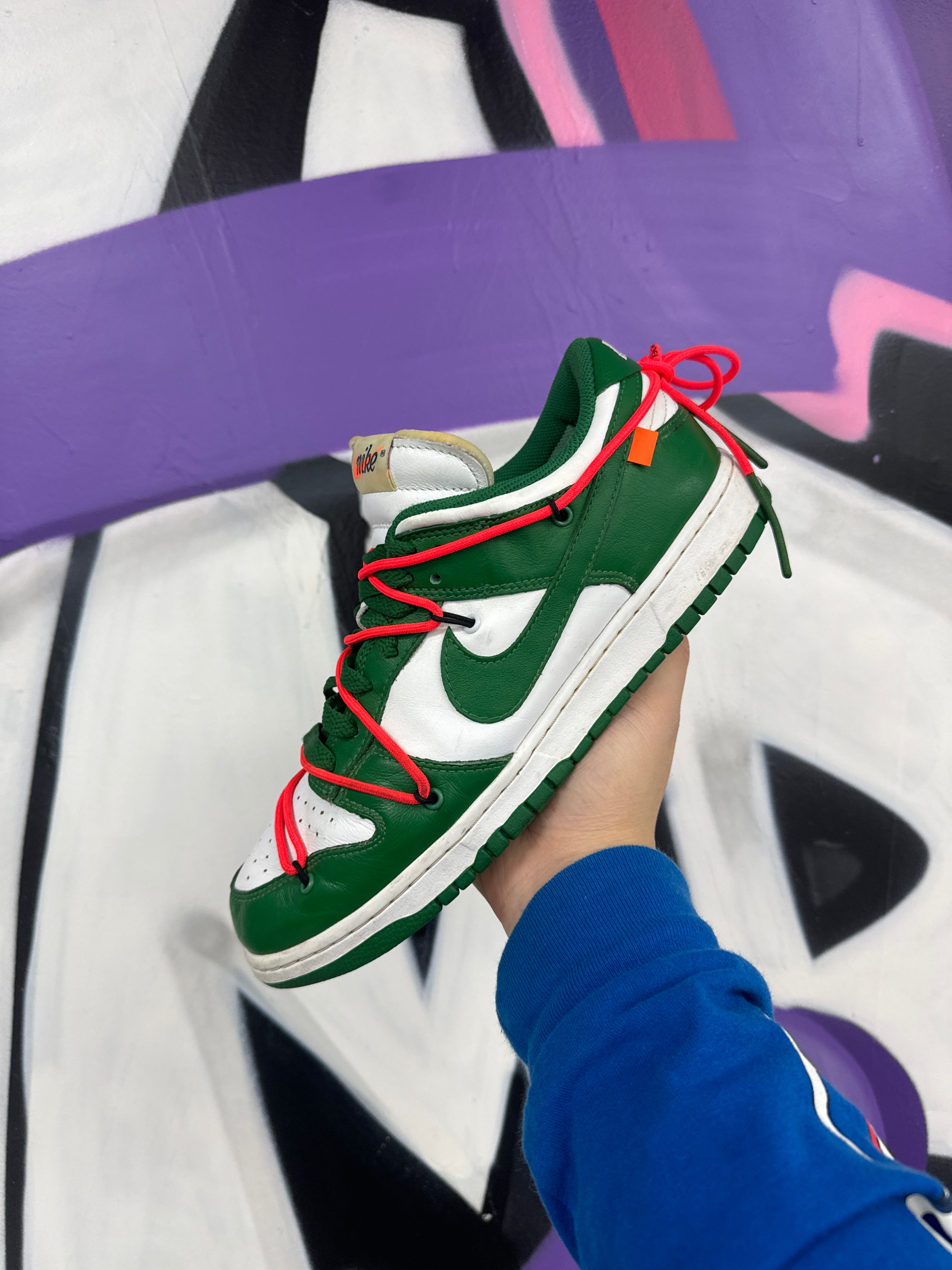 Off White Nike Dunk Low Pine Green (Missing Zip Tie) Used 9 No Box