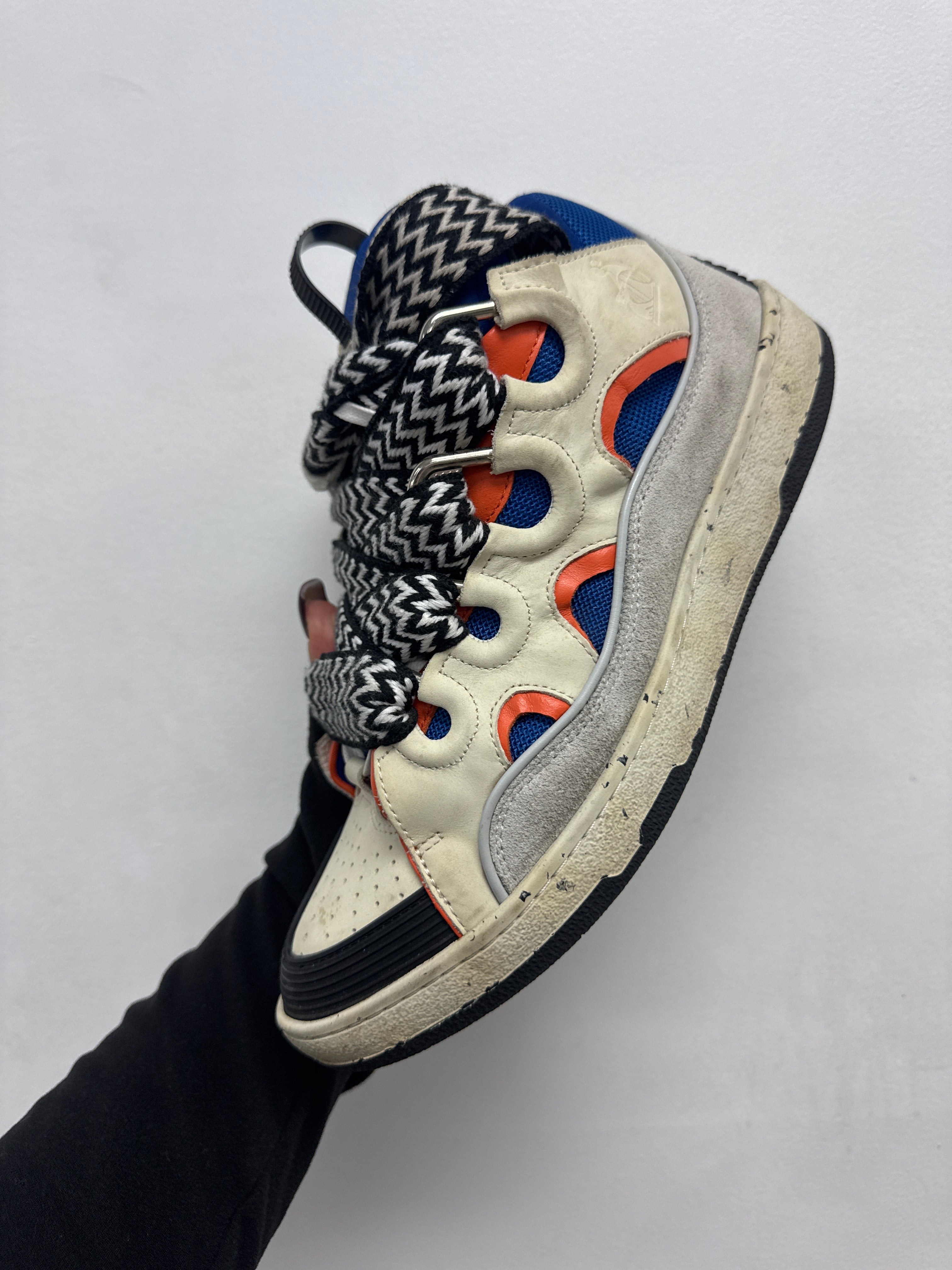 Lanvin Curb White Blue Orange Sneakers