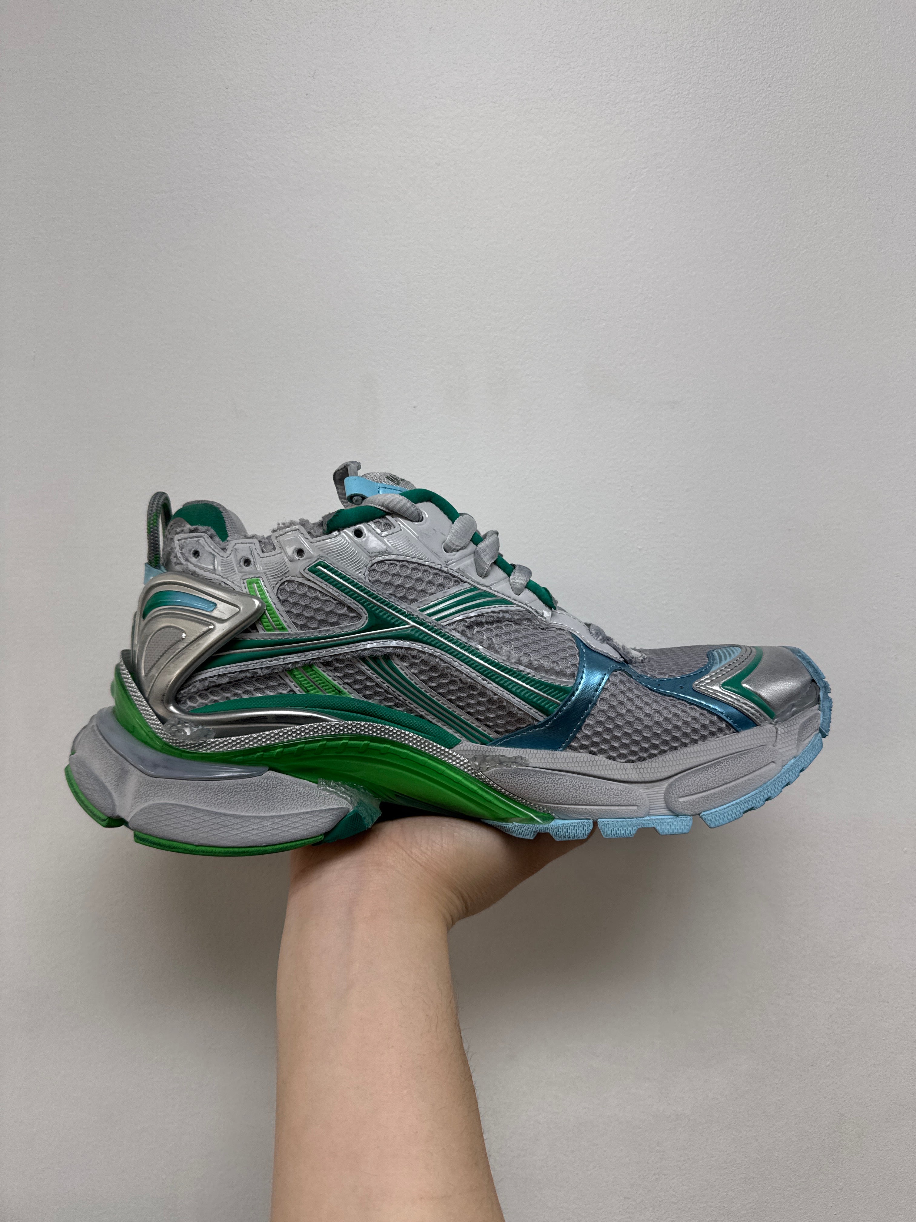 Balenciaga Teal Green Grey Runner Sneakers