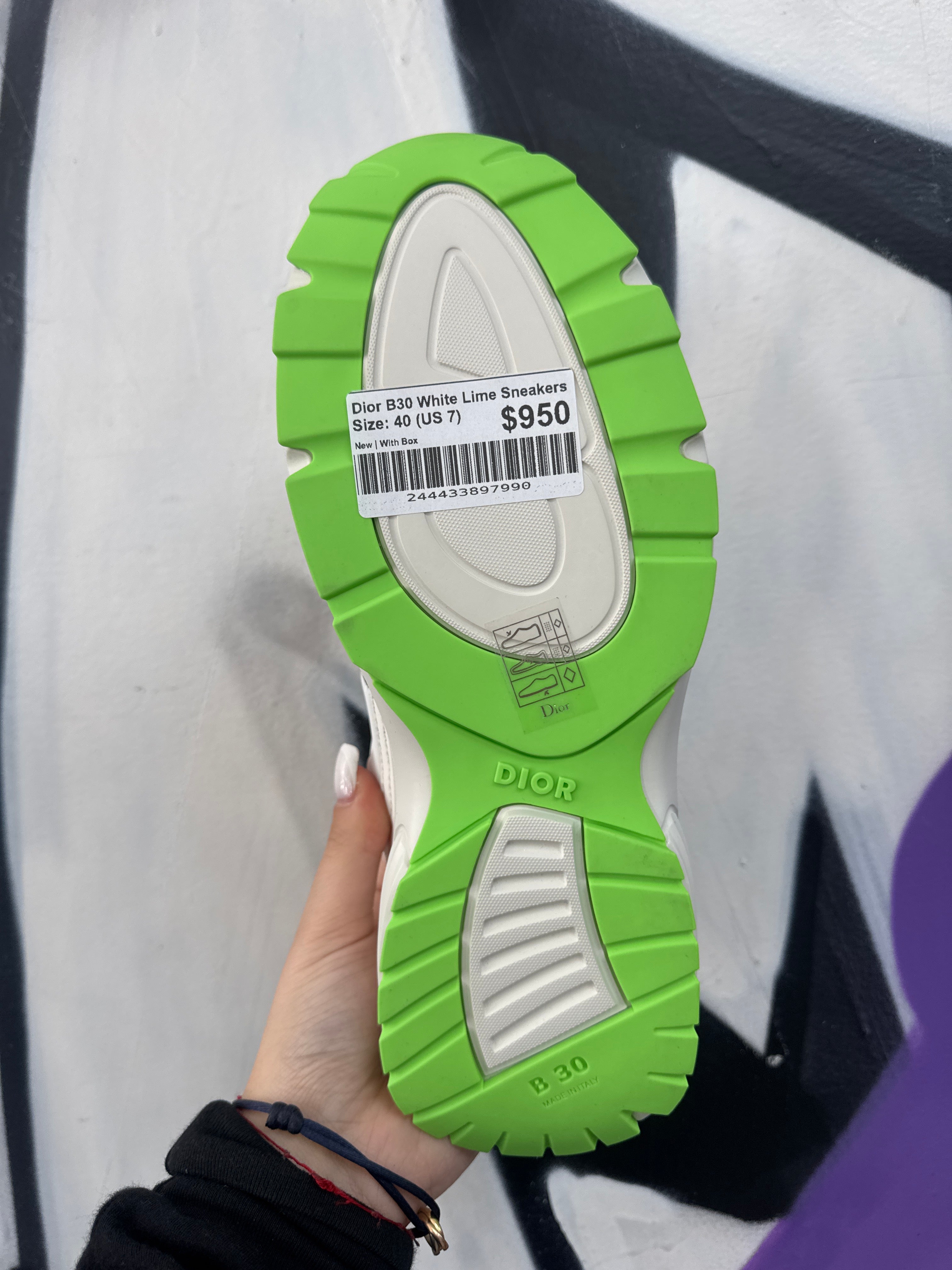 Dior B30 White Lime Sneakers