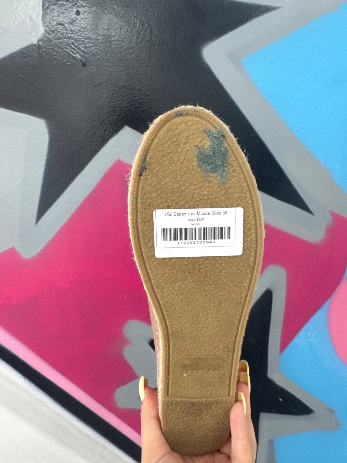 YSL Espadrilles Muave Slide Used No Box