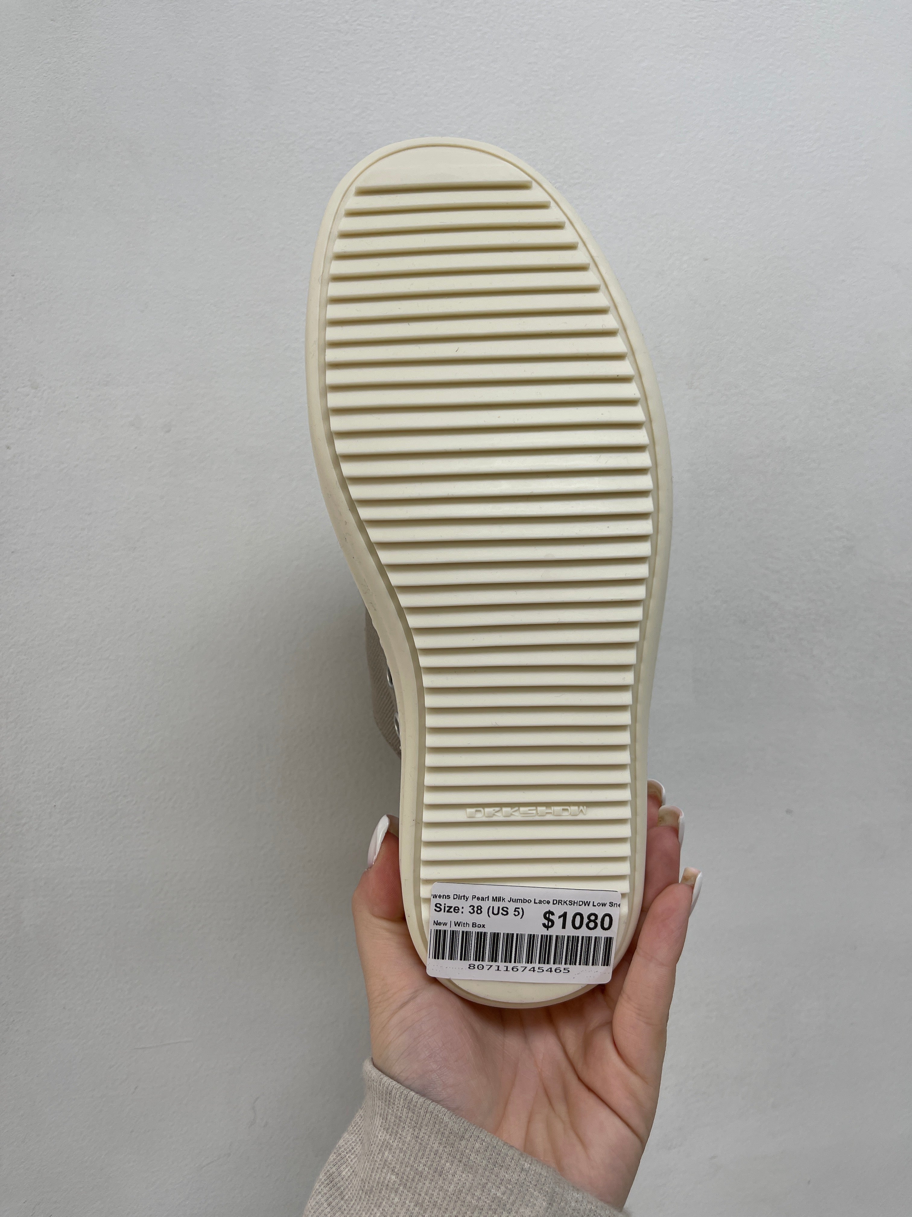 Rick Owens Dirty Pearl Milk Jumbo Lace DRKSHDW Low Sneakers