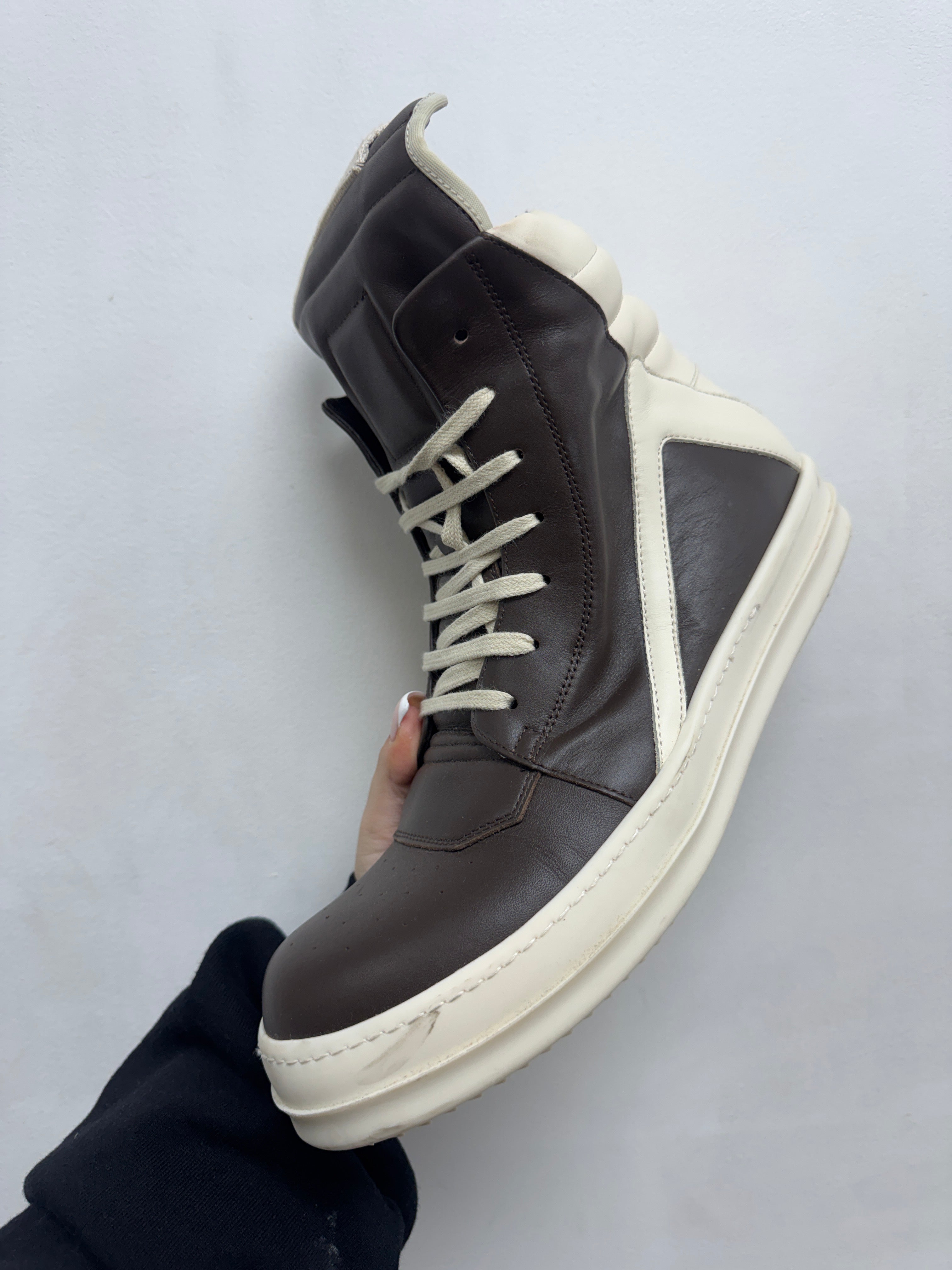 Rick Owens Mainline Brown Cream Geobasket Sneaker