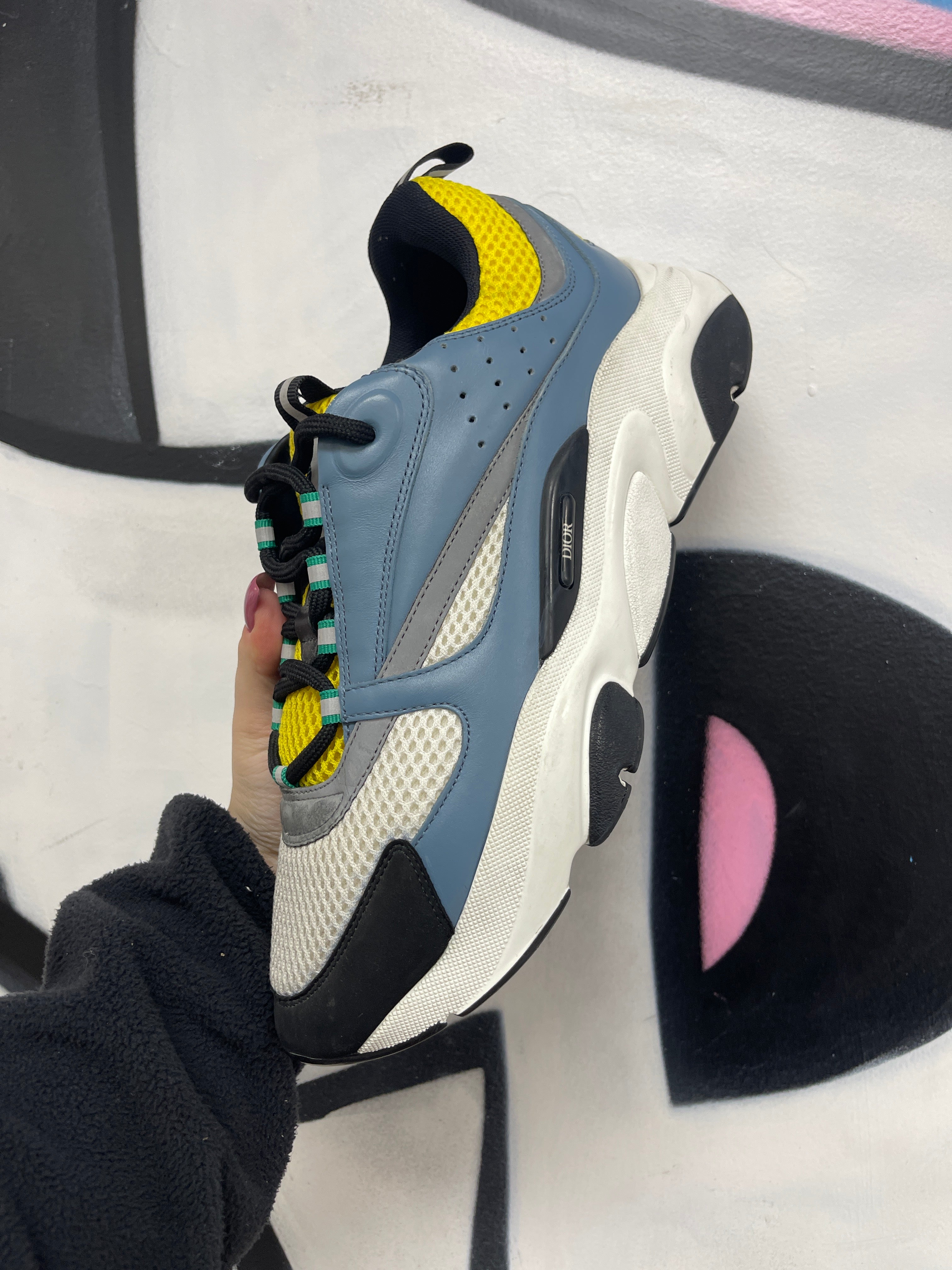 Dior B22 Teal Yellow Sneakers