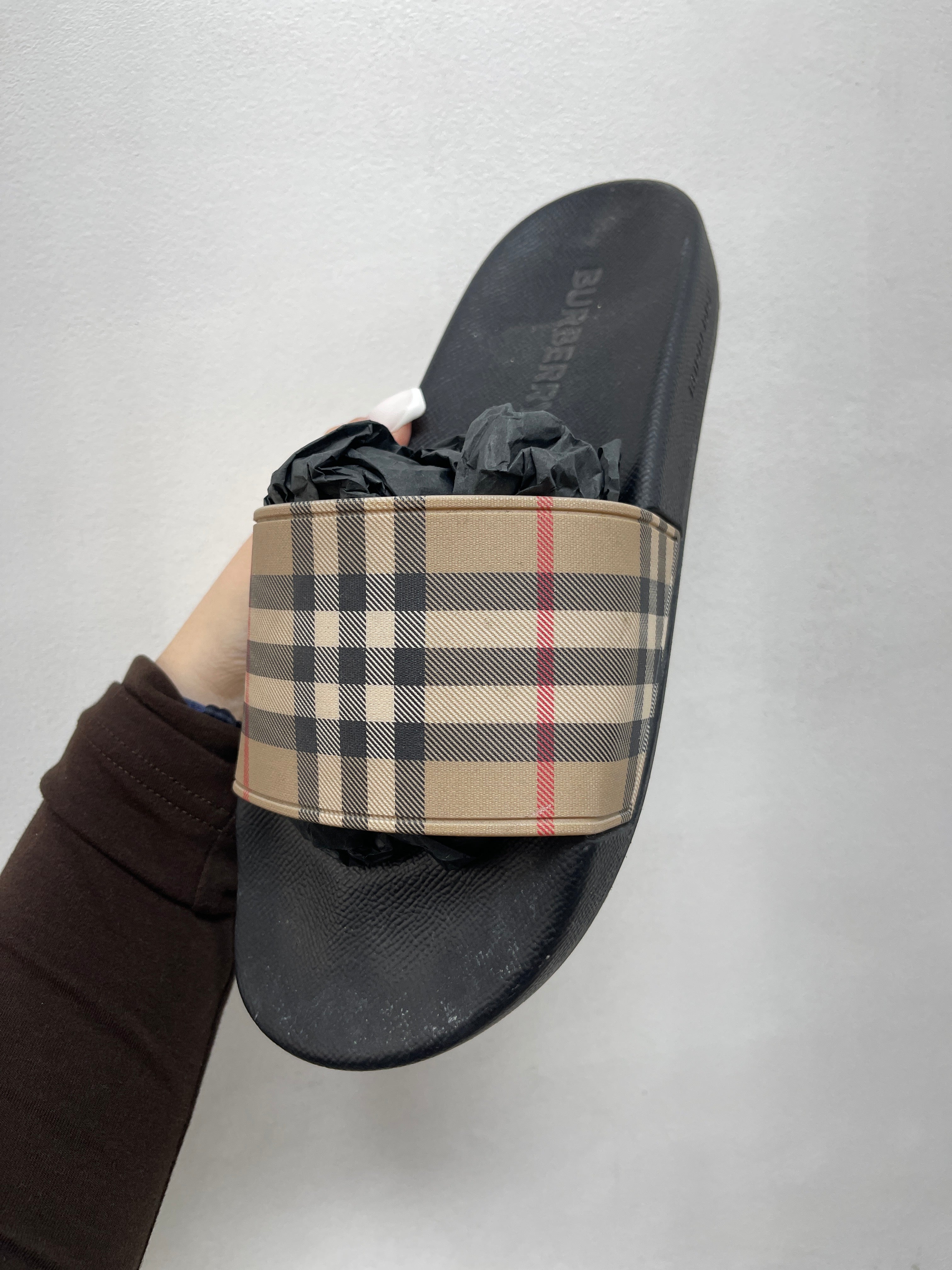 Burberry Brown Plaid Slides