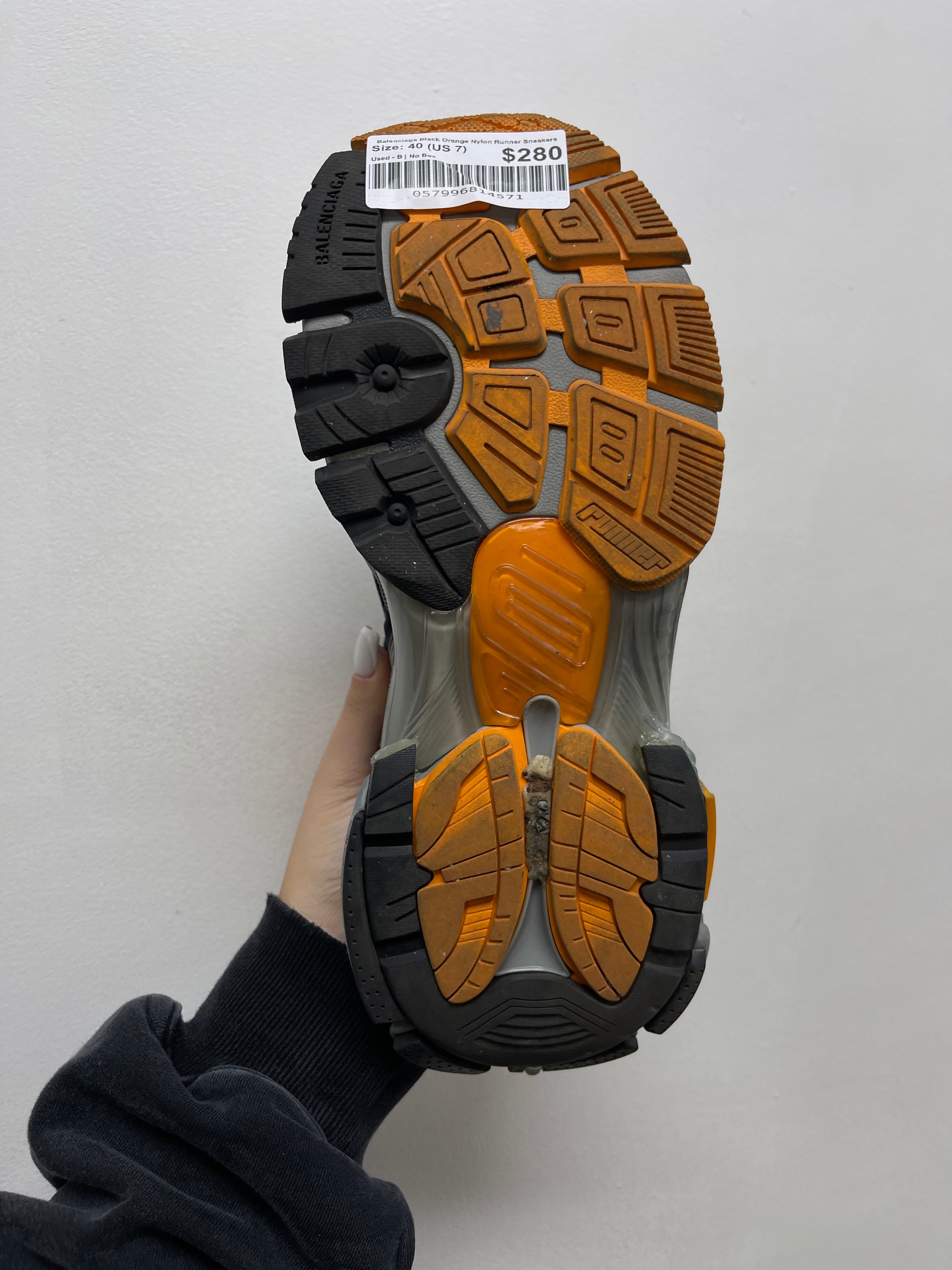 Balenciaga Black Orange Nylon Runner Sneakers