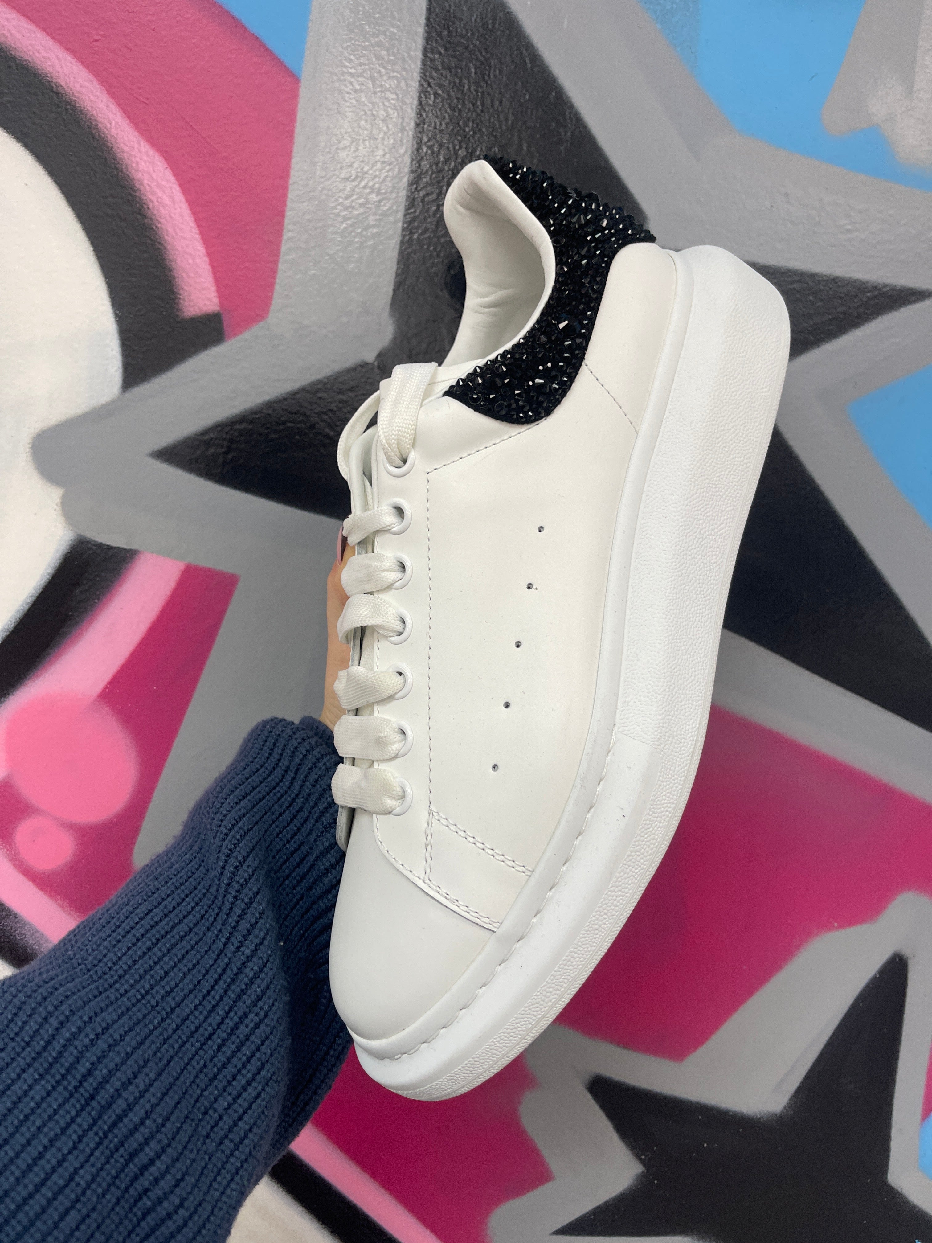 Alexander Mcqueen White Black Studded Sneaker