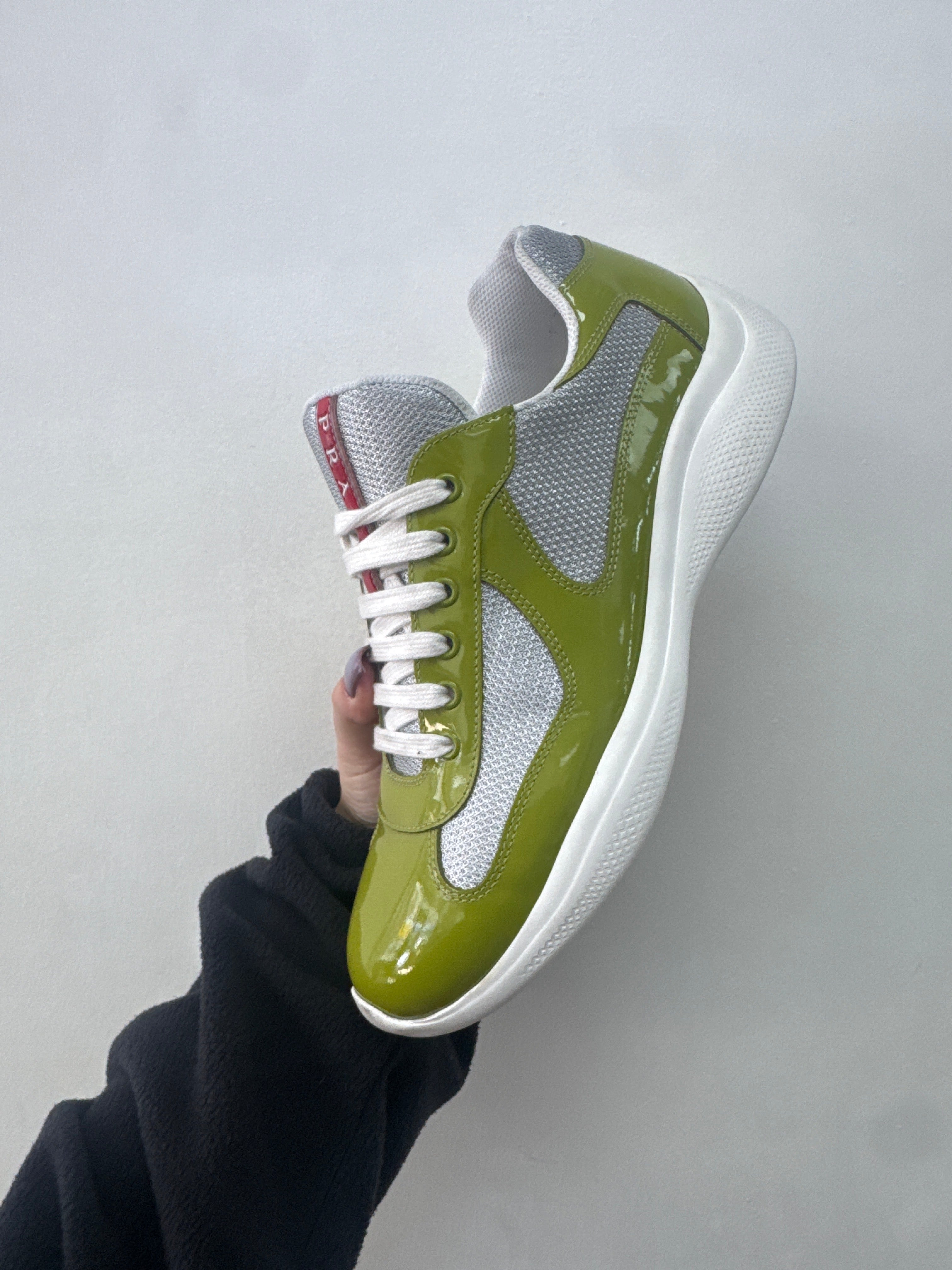 Prada Olive White Cups Sneakers